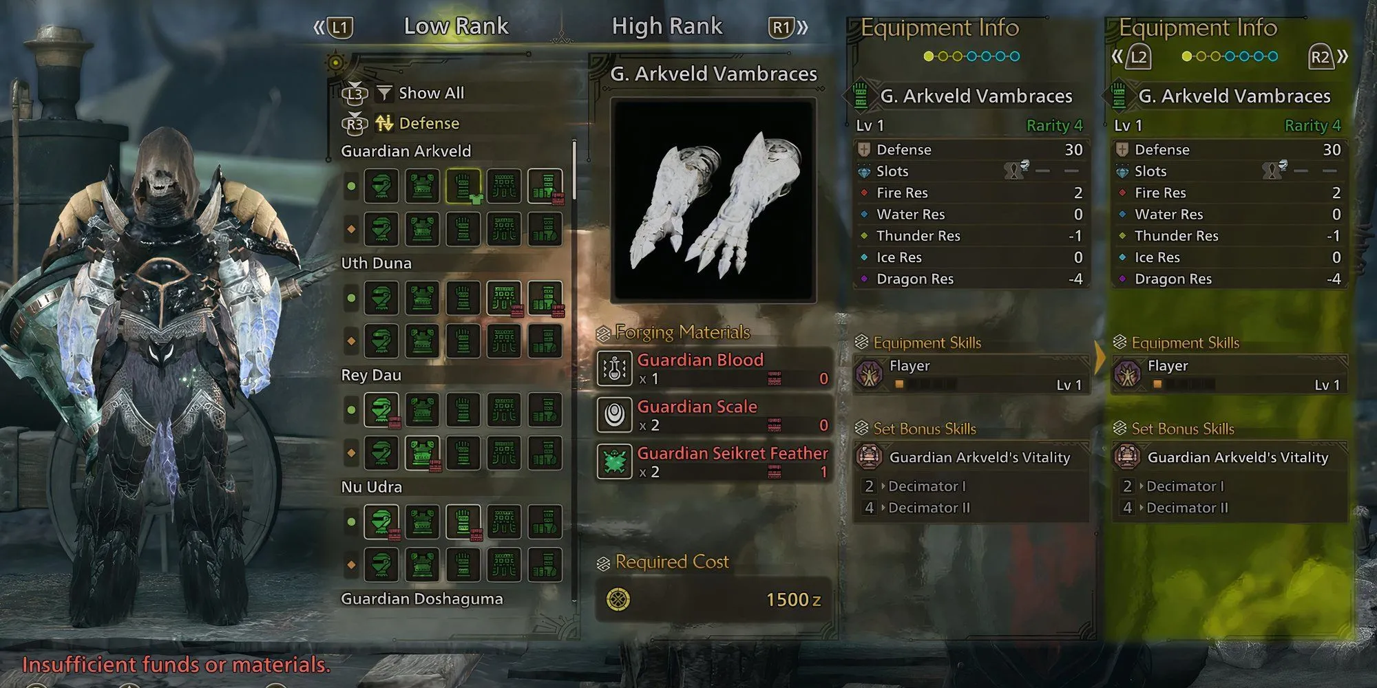 Giáp tay G. Arkveld Vambraces chế tạo từ Guardian Seikret Feather trong Monster Hunter Wilds