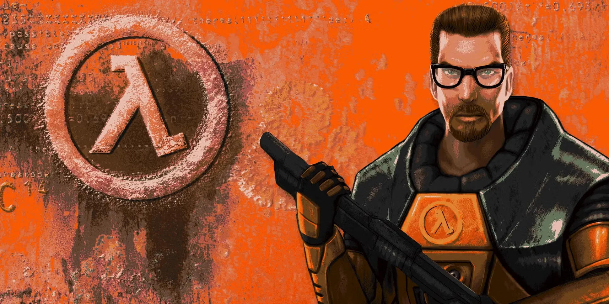 Gordon Freeman cầm xà beng trong phòng thí nghiệm Black Mesa của Half-Life