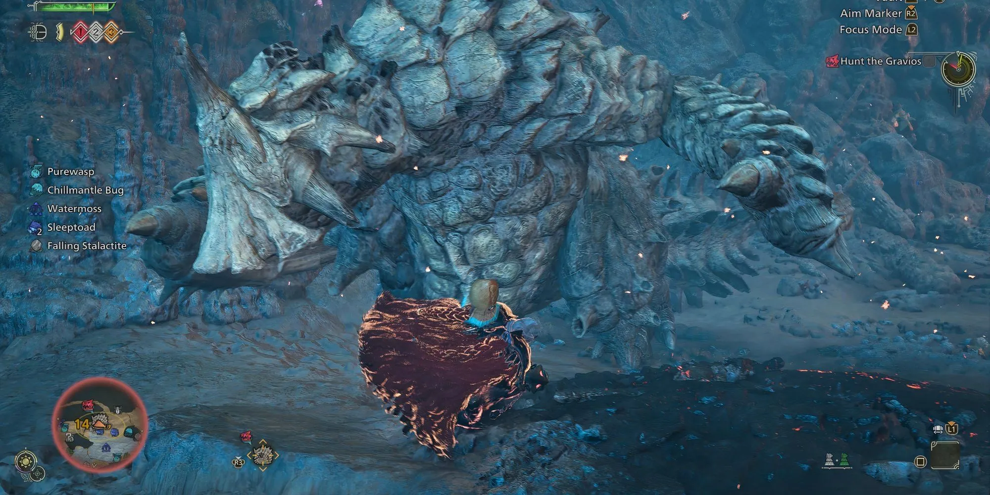 Gravios trong Monster Hunter Wilds với lớp vỏ cứng cáp