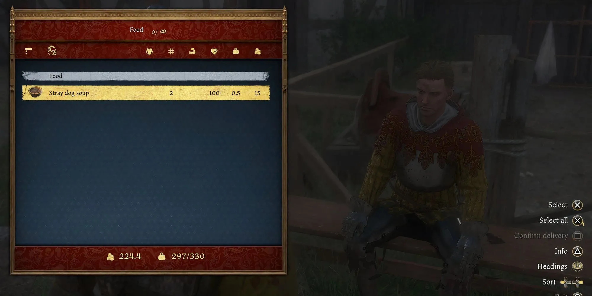 Henry tìm cách kiếm thức ăn cho Hans Capon trong Kingdom Come Deliverance 2