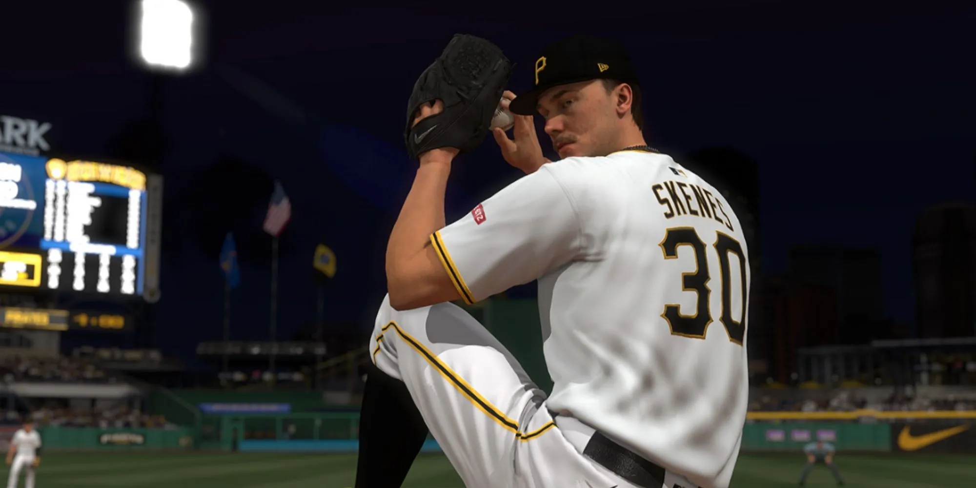 Hình ảnh gameplay của MLB The Show 25 với cầu thủ đang thực hiện cú đánh bóng chày