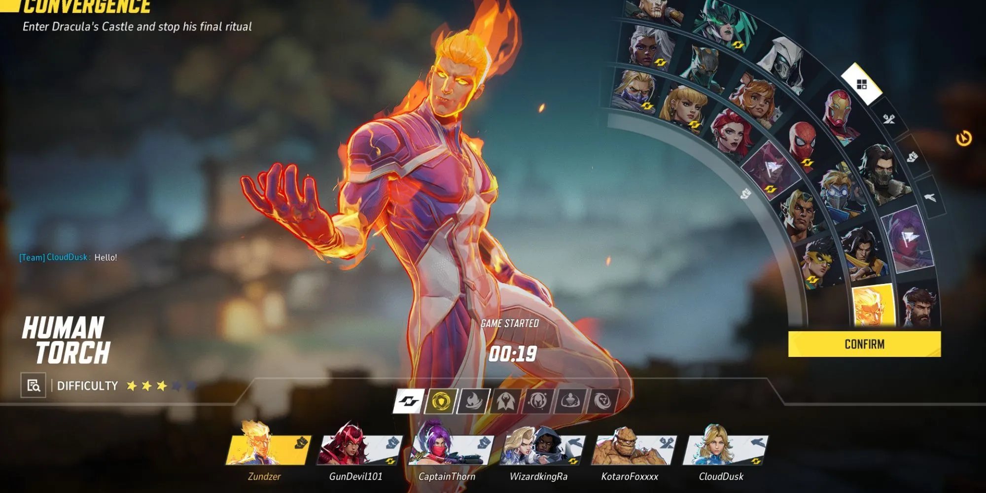 Human Torch cùng các thành viên Fantastic Four trong game Marvel Rivals