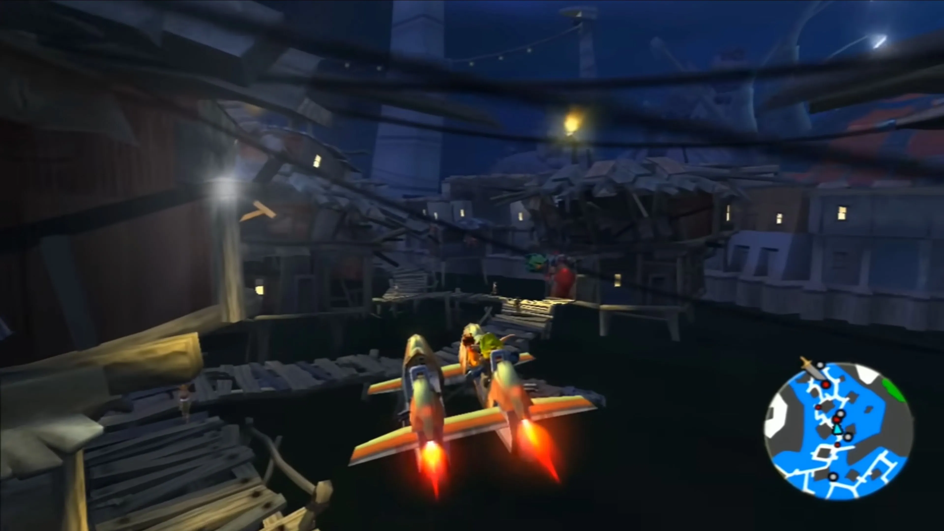 Jak và Daxter trong một cảnh hành động của game Jak II Renegade trên PS2