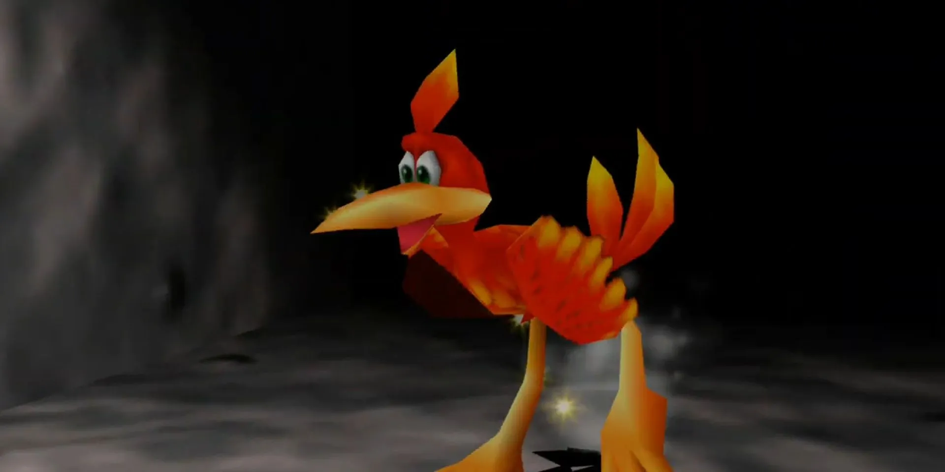 Kazooie tung cánh trong Banjo-Tooie, thể hiện khả năng bay lượn vượt trội