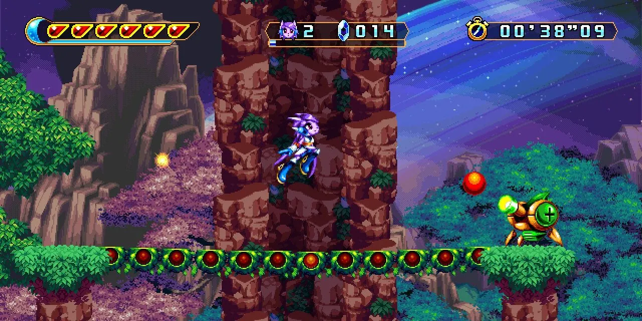 Lilac thực hiện cú nhảy trong game Freedom Planet 2
