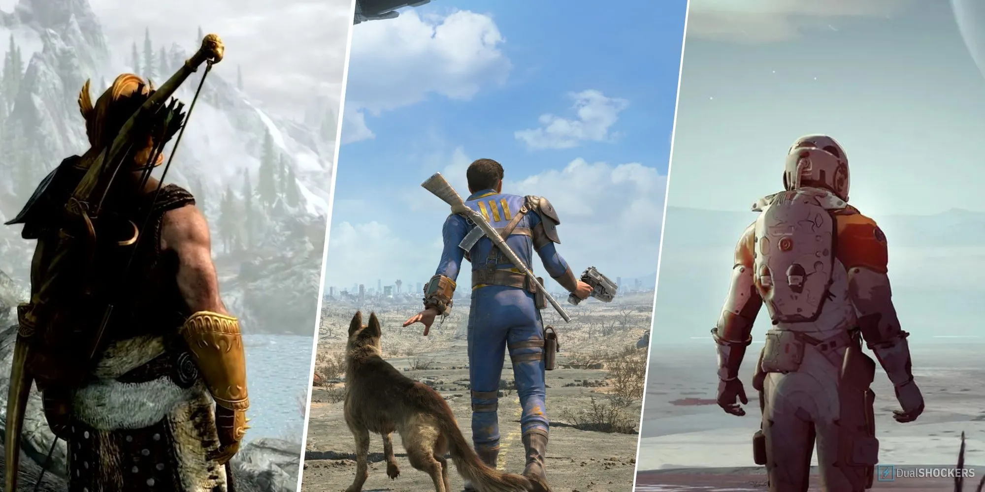 Logo các tựa game nổi tiếng của Bethesda gồm Skyrim Fallout Starfield