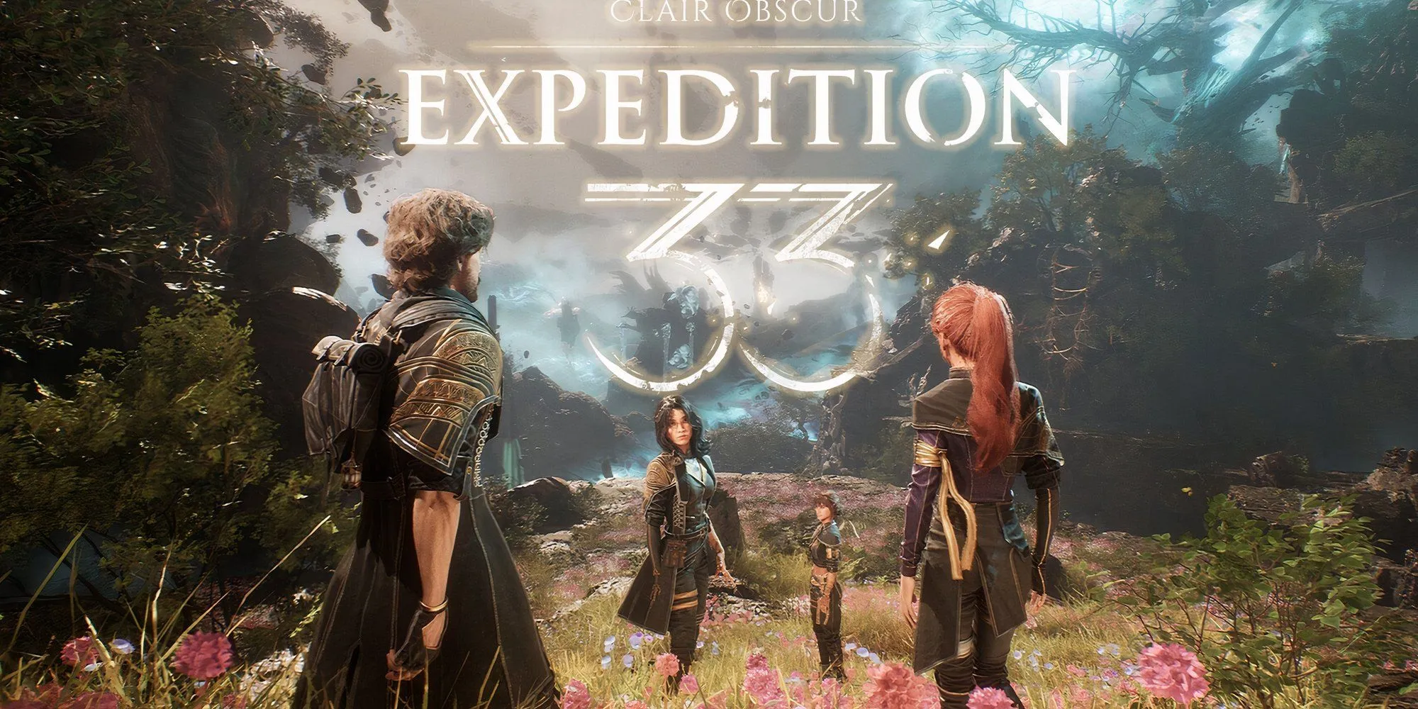 Logo Clair Obscur: Expedition 33 cùng dàn nhân vật chính của game