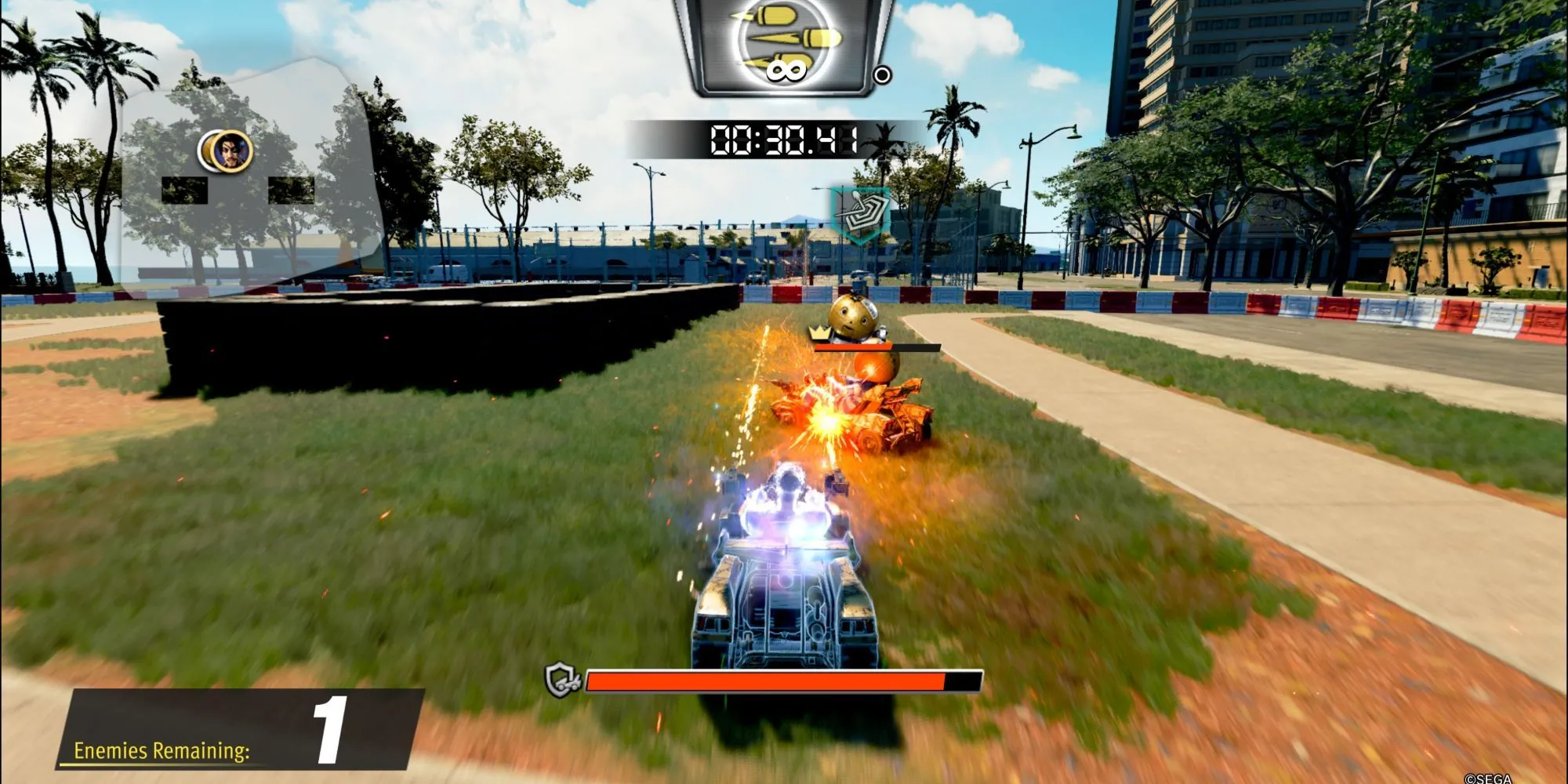 Majima đối mặt với đội quân Robo Michio trong trận Duel cuối cùng của Dragon Kart