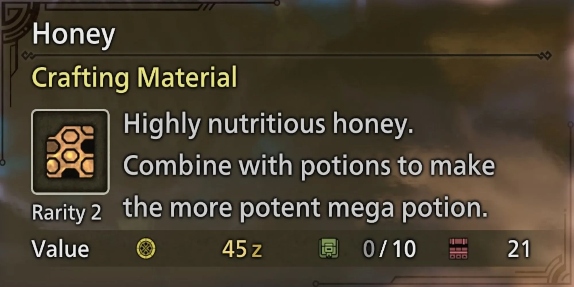 Mật ong nguyên liệu chế tạo Mega Potion trong Monster Hunter Wilds