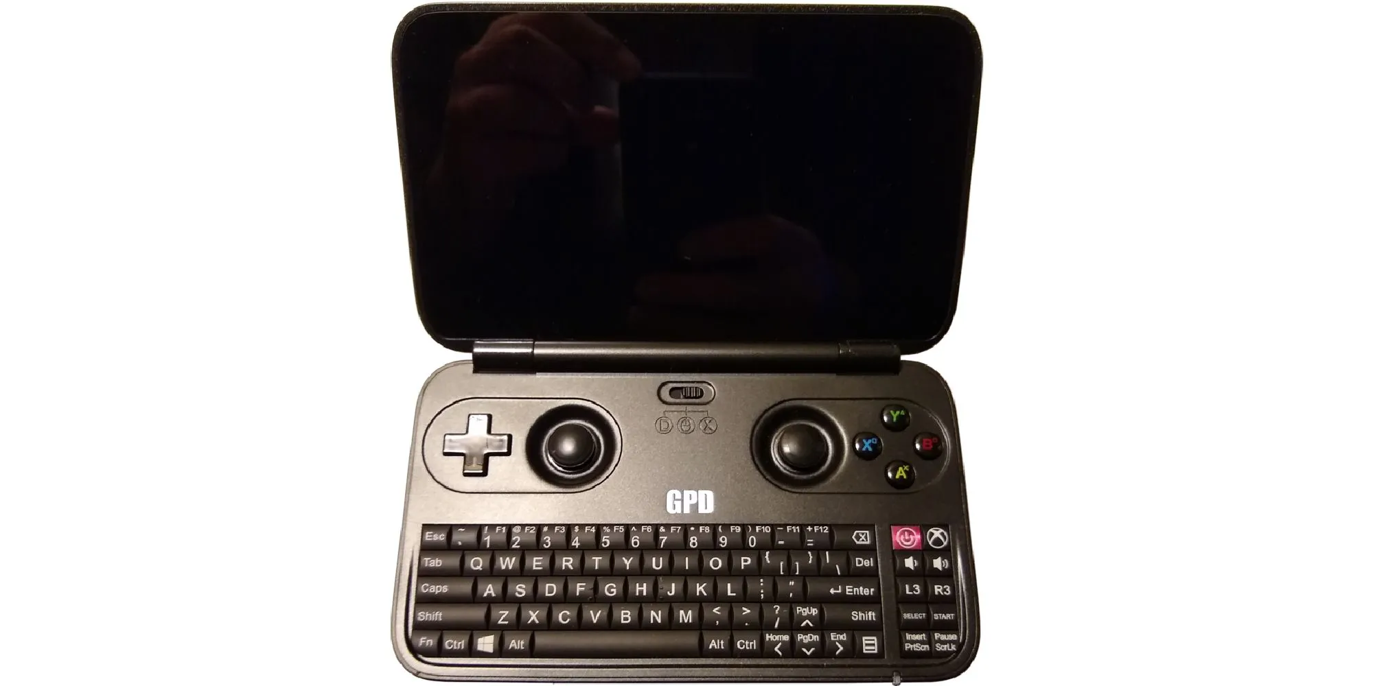 Máy chơi game PC cầm tay GPD Win với bàn phím QWERTY tích hợp và các nút điều khiển game
