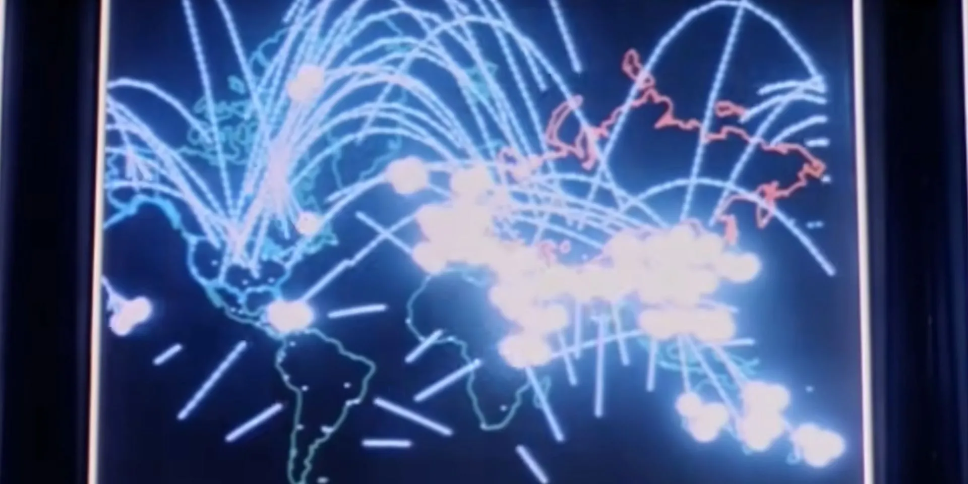 Máy tính WOPR hiển thị bản đồ game Global Thermonuclear War trong phim WarGames