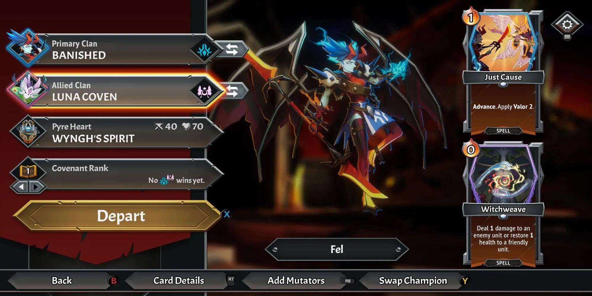 Menu chọn tộc (Clan Selection) khởi đầu mỗi lượt chơi mới trong Monster Train 2