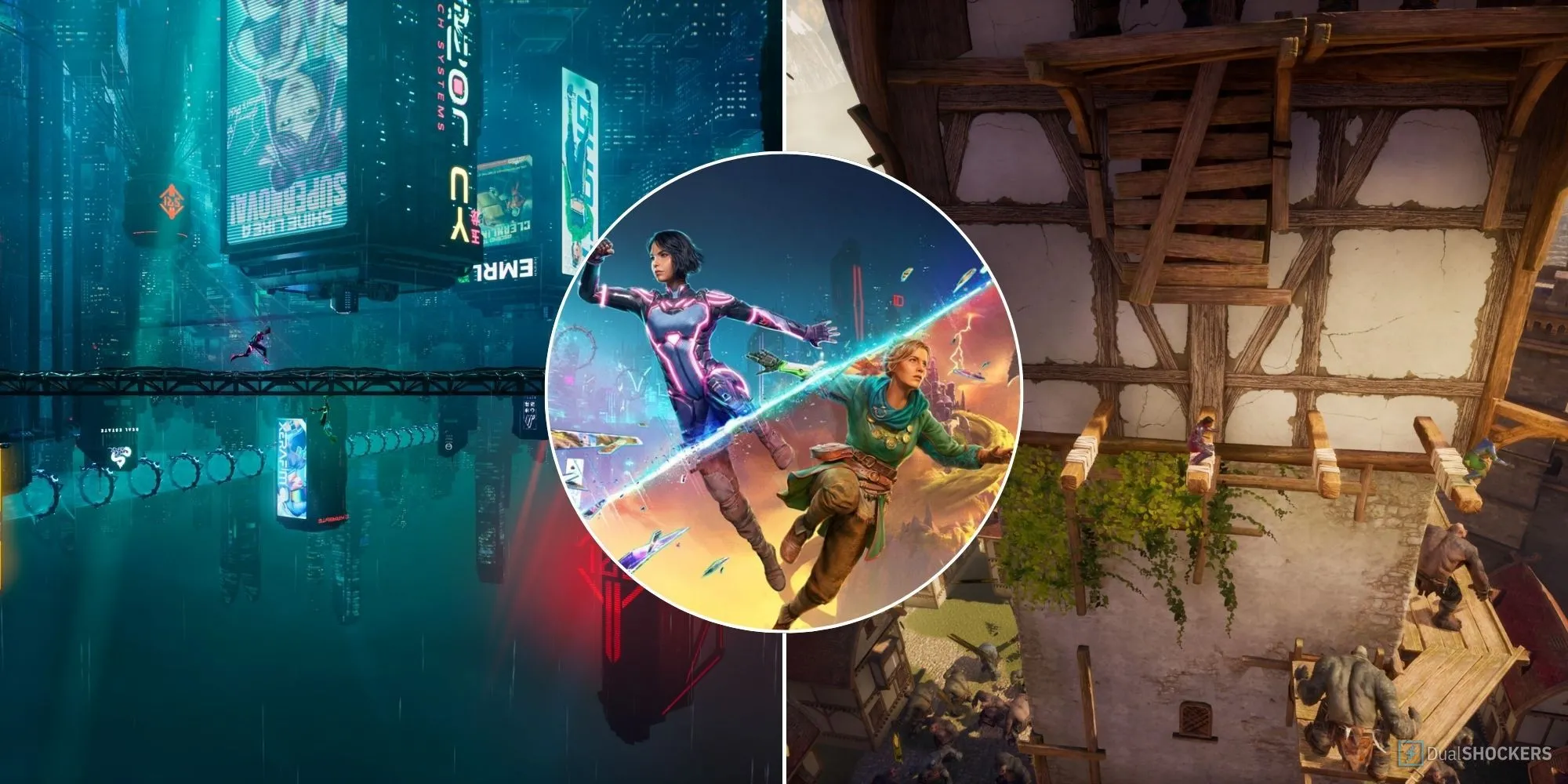 Mio và Zoe phối hợp chiến đấu như ninja cyber trong thế giới Split Fiction