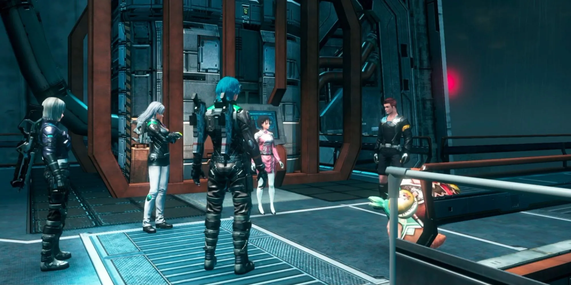 Một cảnh trong Nhiệm vụ Đồng đội của Xenoblade Chronicles X, làm nổi bật nhân vật phụ