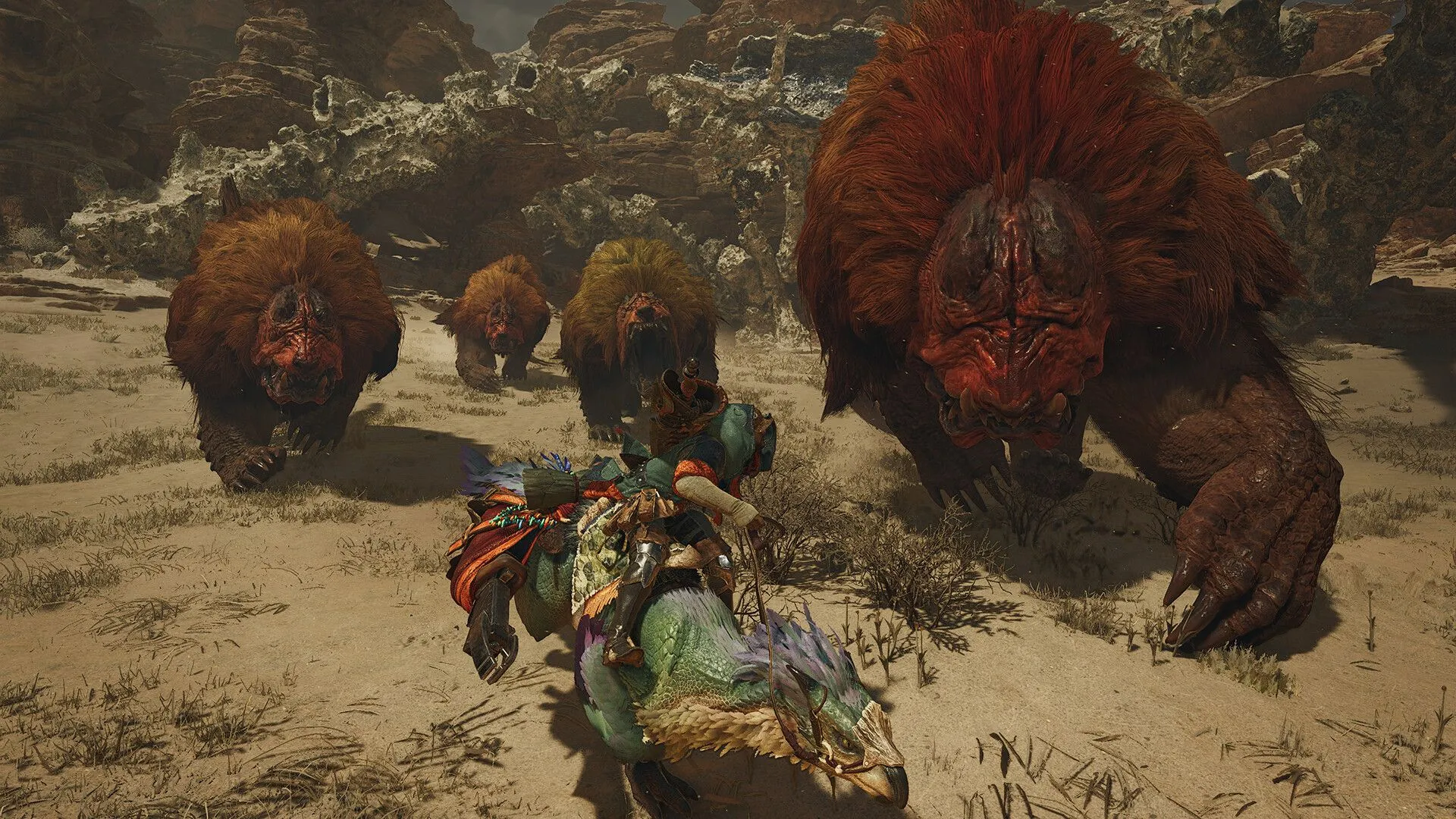 Một khung cảnh hùng vĩ của Iceshard Cliffs trong Monster Hunter Wilds, với những tảng băng khổng lồ và tuyết phủ trắng xóa.