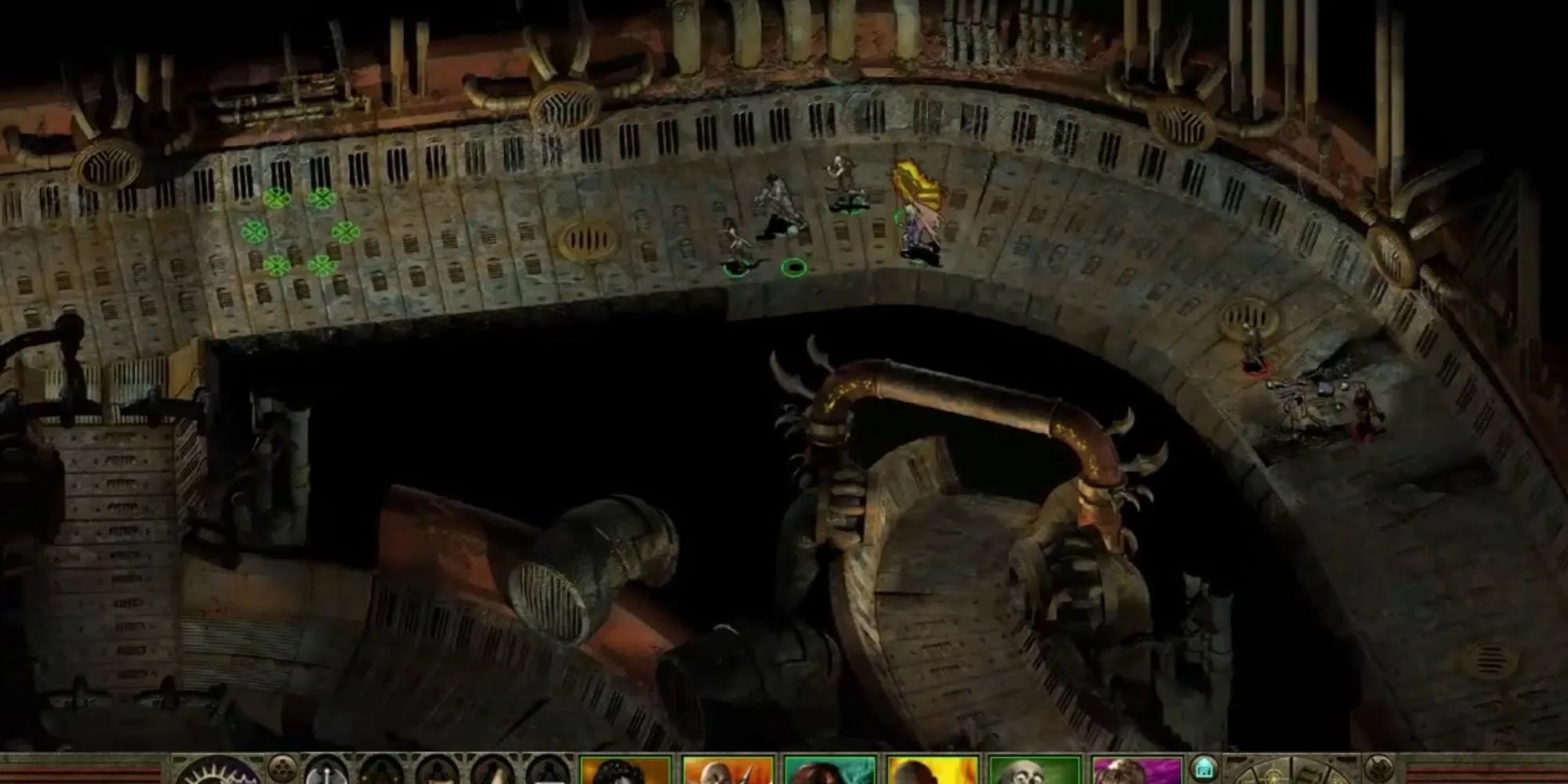 Một phần gameplay trong Planescape: Torment hiển thị giao diện và nhân vật