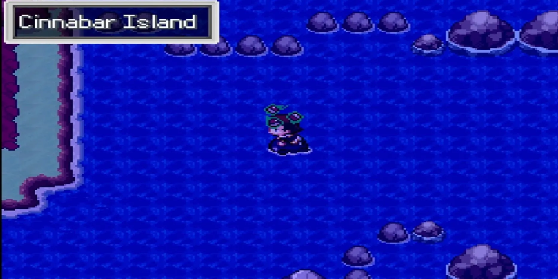 Ngoài khơi bờ biển Đảo Cinnabar trong Pokemon Infinite Fusion