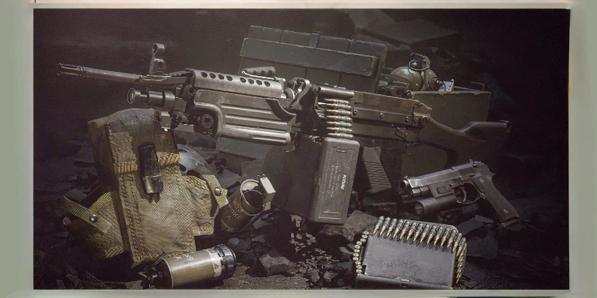 Người lính khai hỏa súng máy hạng nhẹ M249 SAW trong Delta Force Black Hawk Down