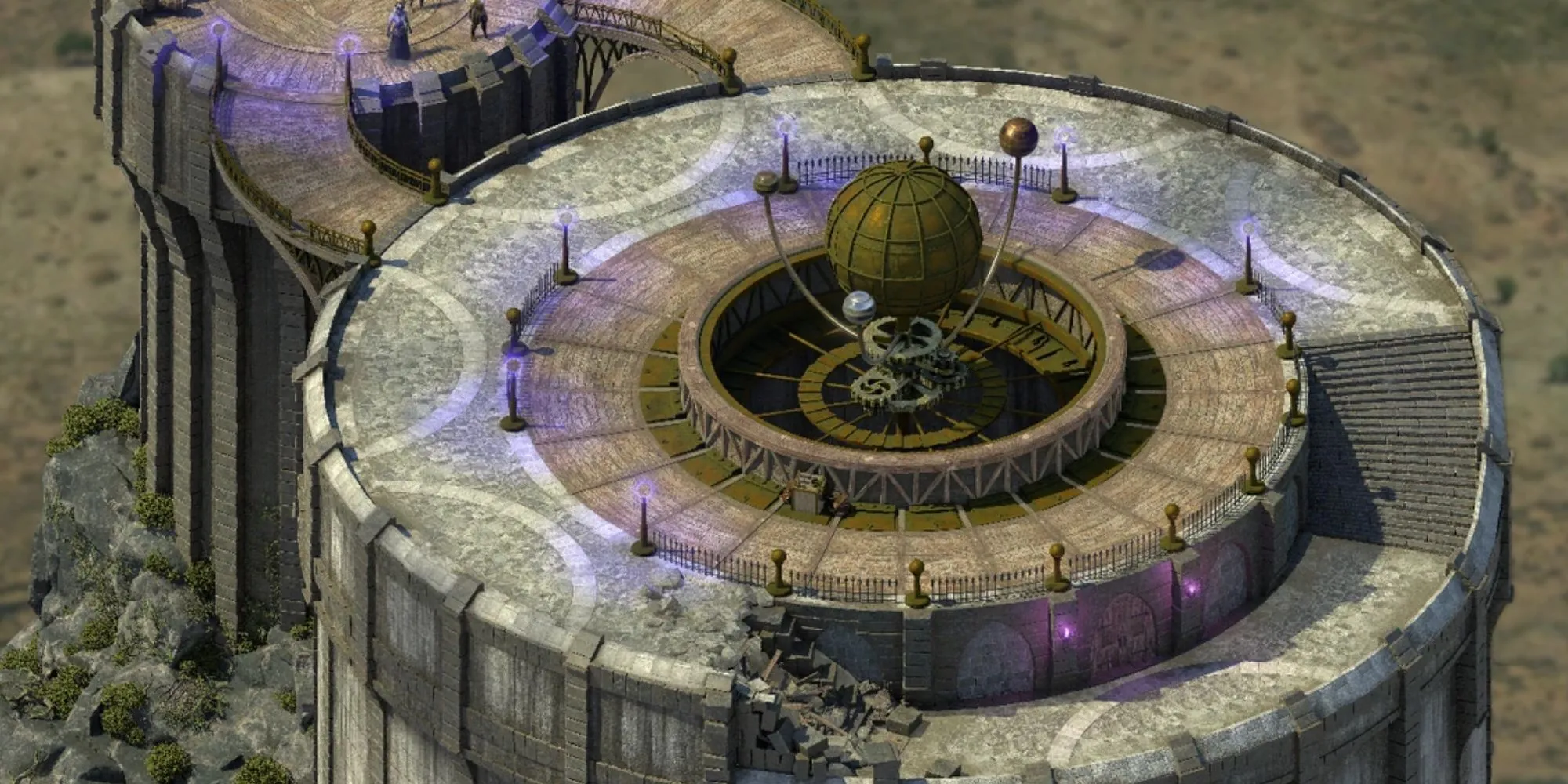 Nhân vật Bekarna tại đài quan sát trong Pillars of Eternity 2 Deadfire với khung cảnh hùng vĩ