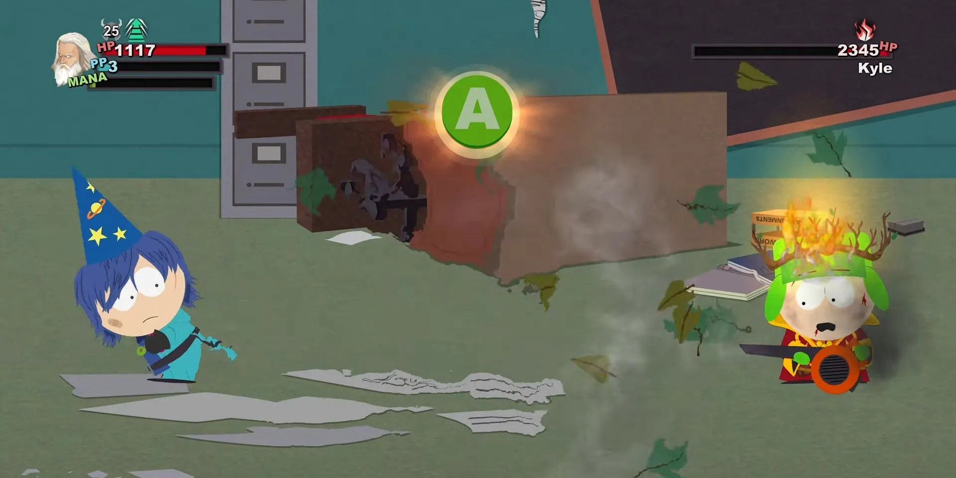 Nhân vật chính chiến đấu với Kyle trong South Park: The Stick of Truth