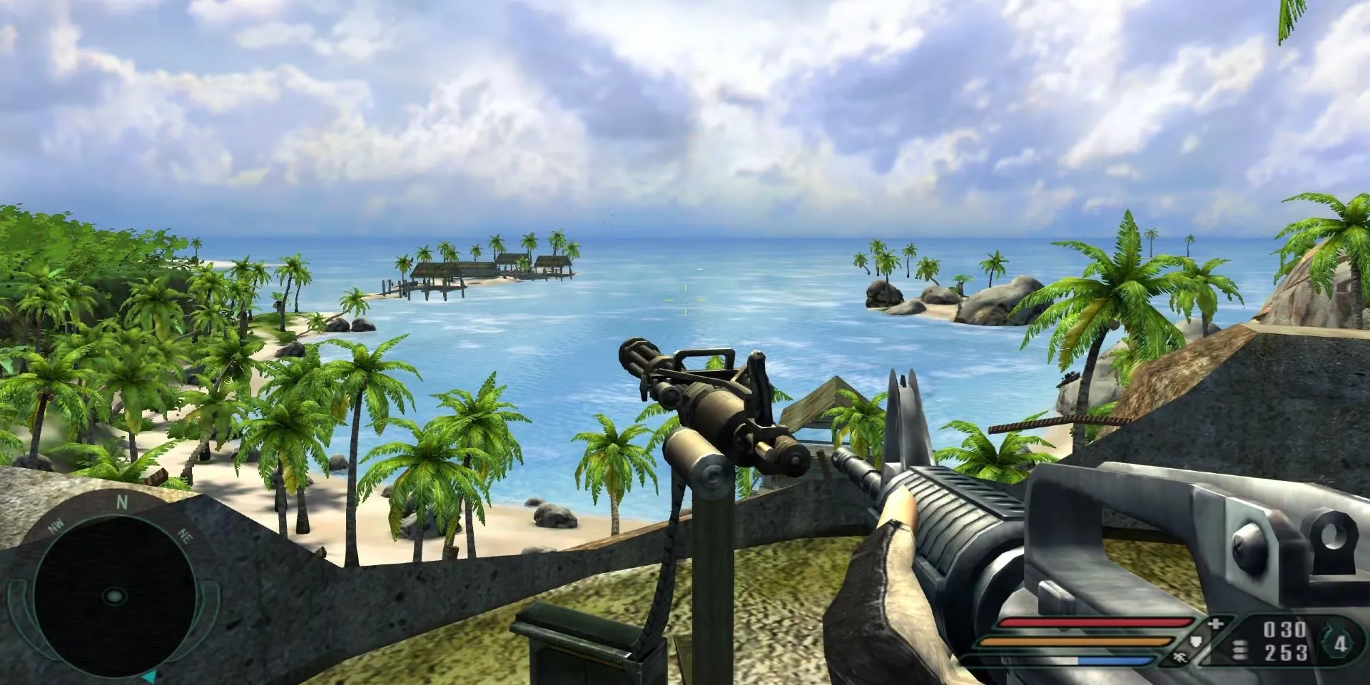 Nhân vật chính Jack Carver đứng giữa khung cảnh nhiệt đới trong Far Cry phiên bản gốc