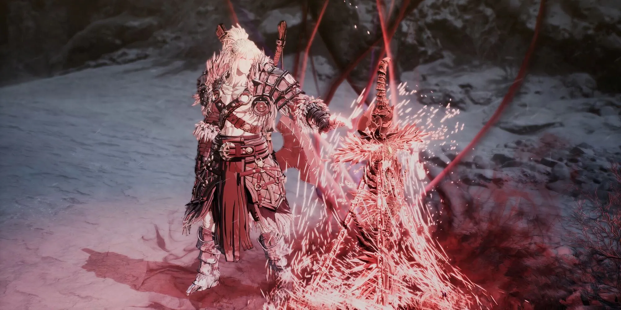 Nhân vật chính Khazan đứng giữa khung cảnh u ám trong The First Berserker: Khazan, một tựa game Soulslike mới