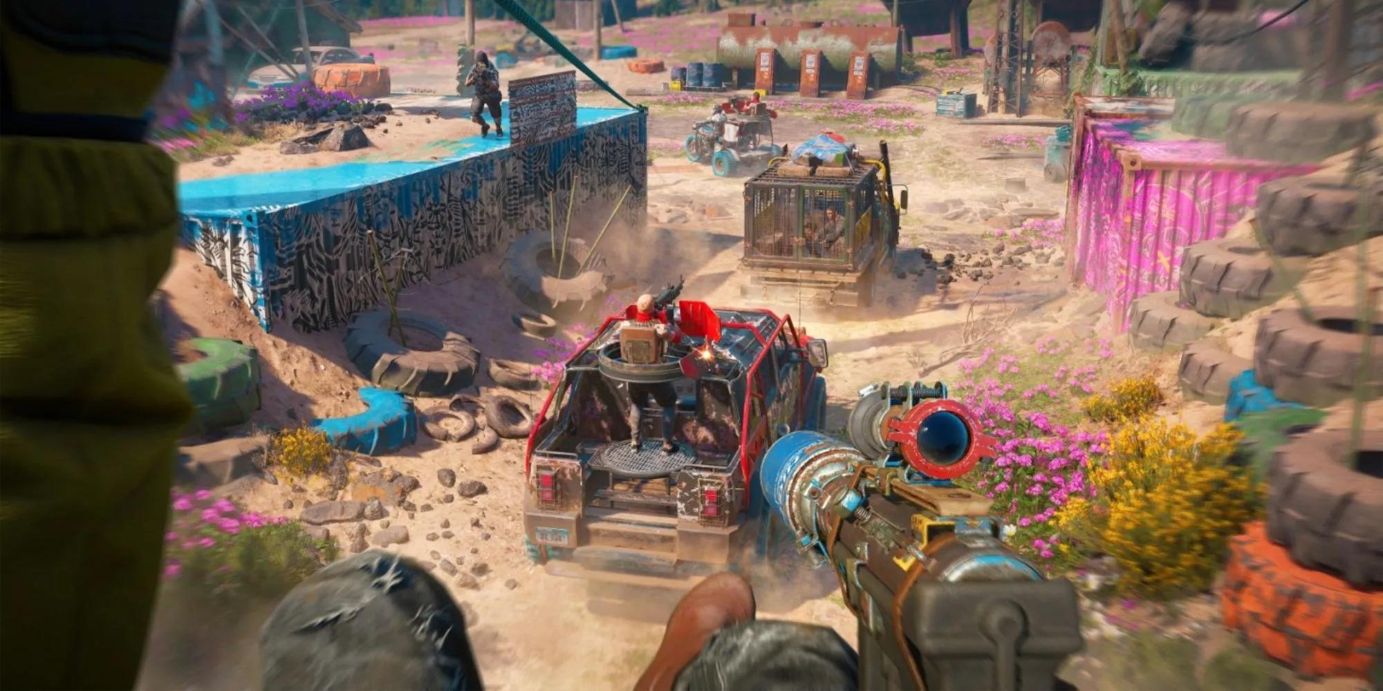 Nhân vật đu dây trong thế giới hậu tận thế đầy màu sắc của Far Cry New Dawn