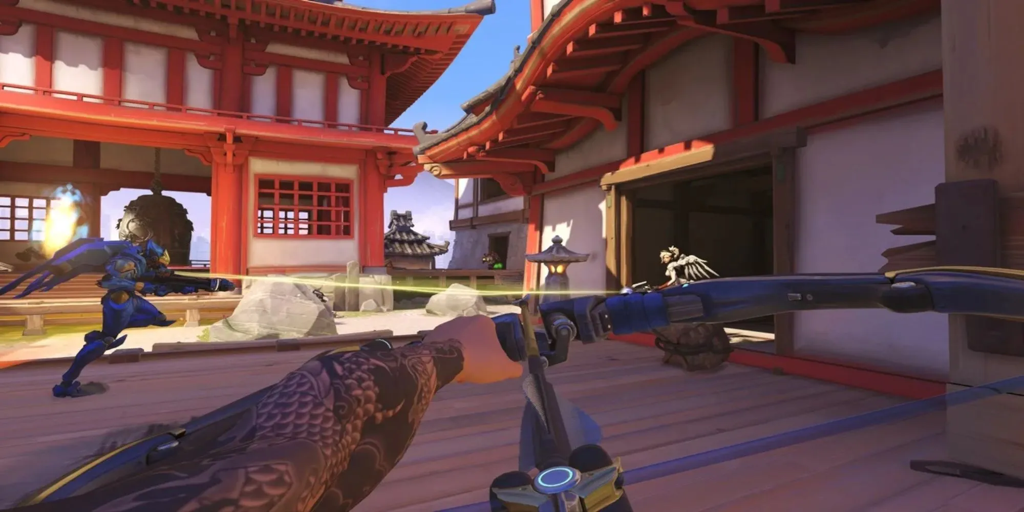 Nhân vật Hanzo trong Overwatch ngắm bắn cung