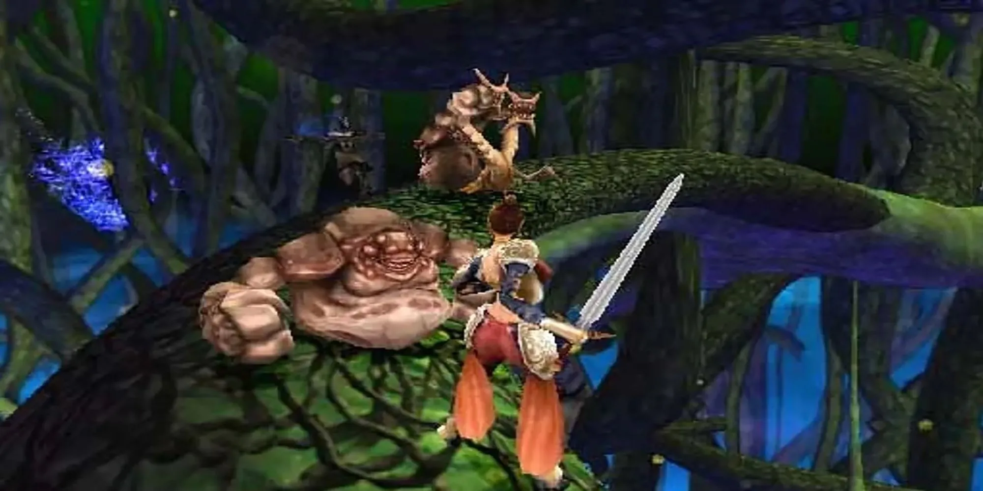 Nhân vật Joseph đang chiến đấu với quái vật trong game nhập vai Summoner trên PS2