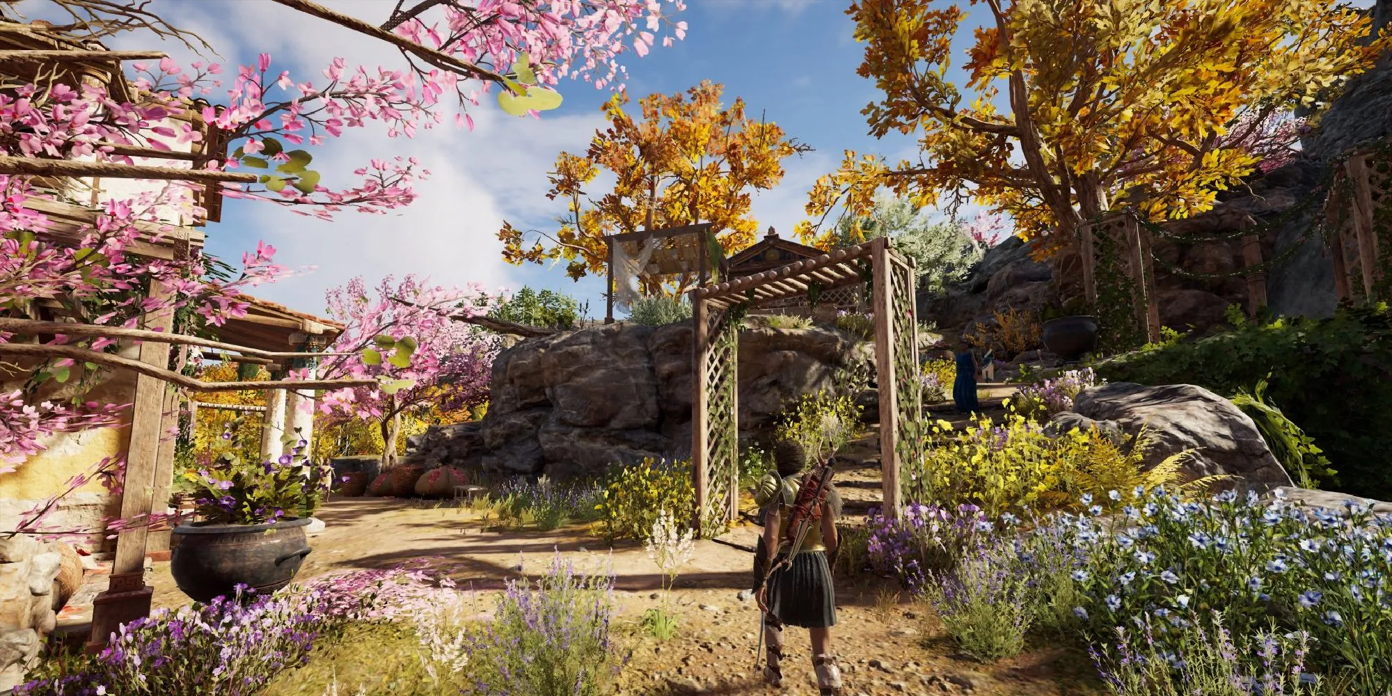 Nhân vật Kassandra bước vào vùng đất Lalaia, Hy Lạp trong Assassin's Creed Odyssey