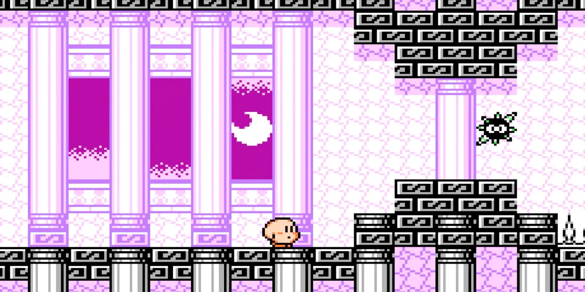 Nhân vật Kirby hồng đáng yêu trong Kirby's Adventure NES