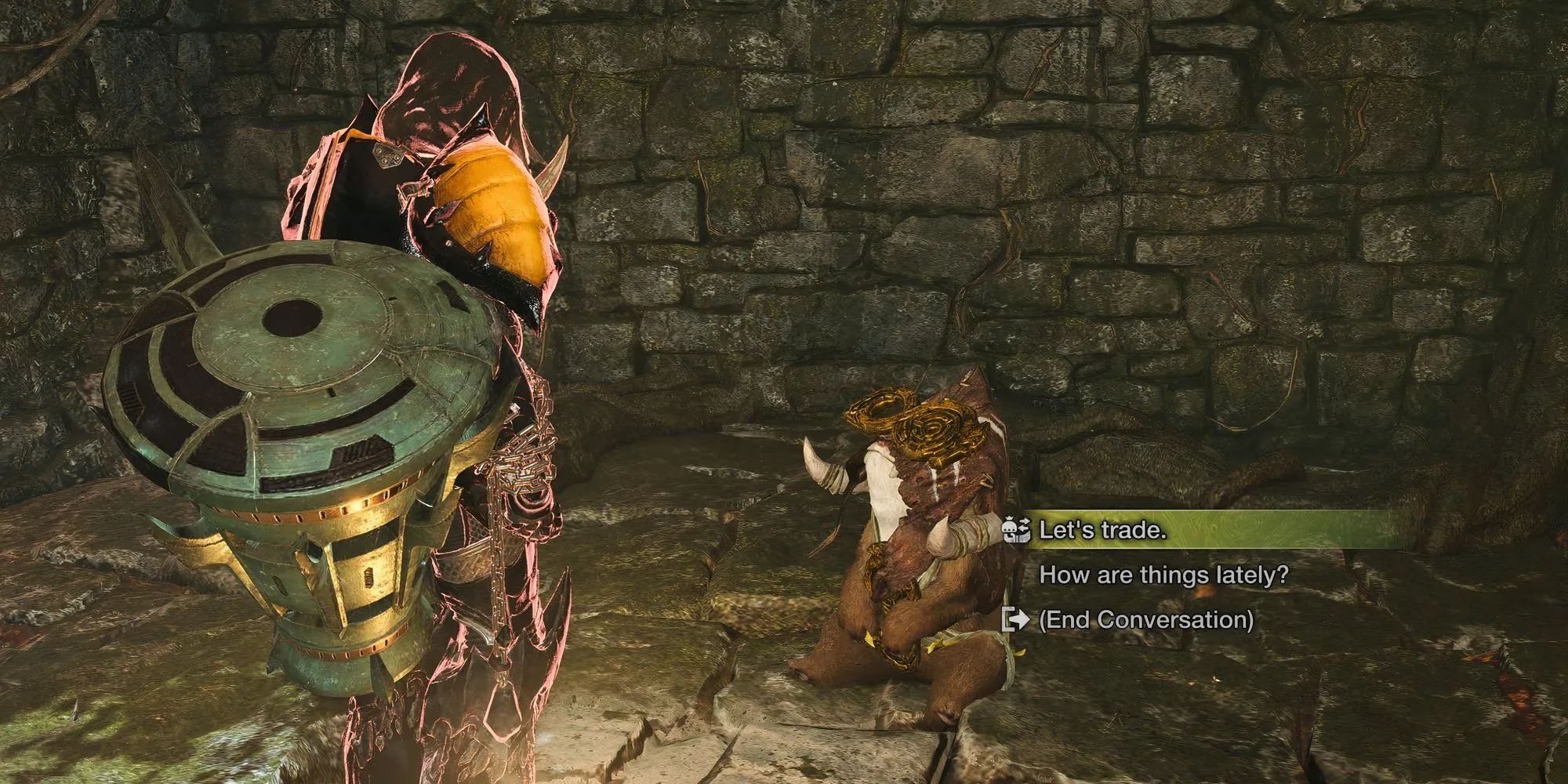 Nhân vật người chơi xem xét Đồng Xu Wyvern Cổ Đại quý hiếm trong Monster Hunter Wilds