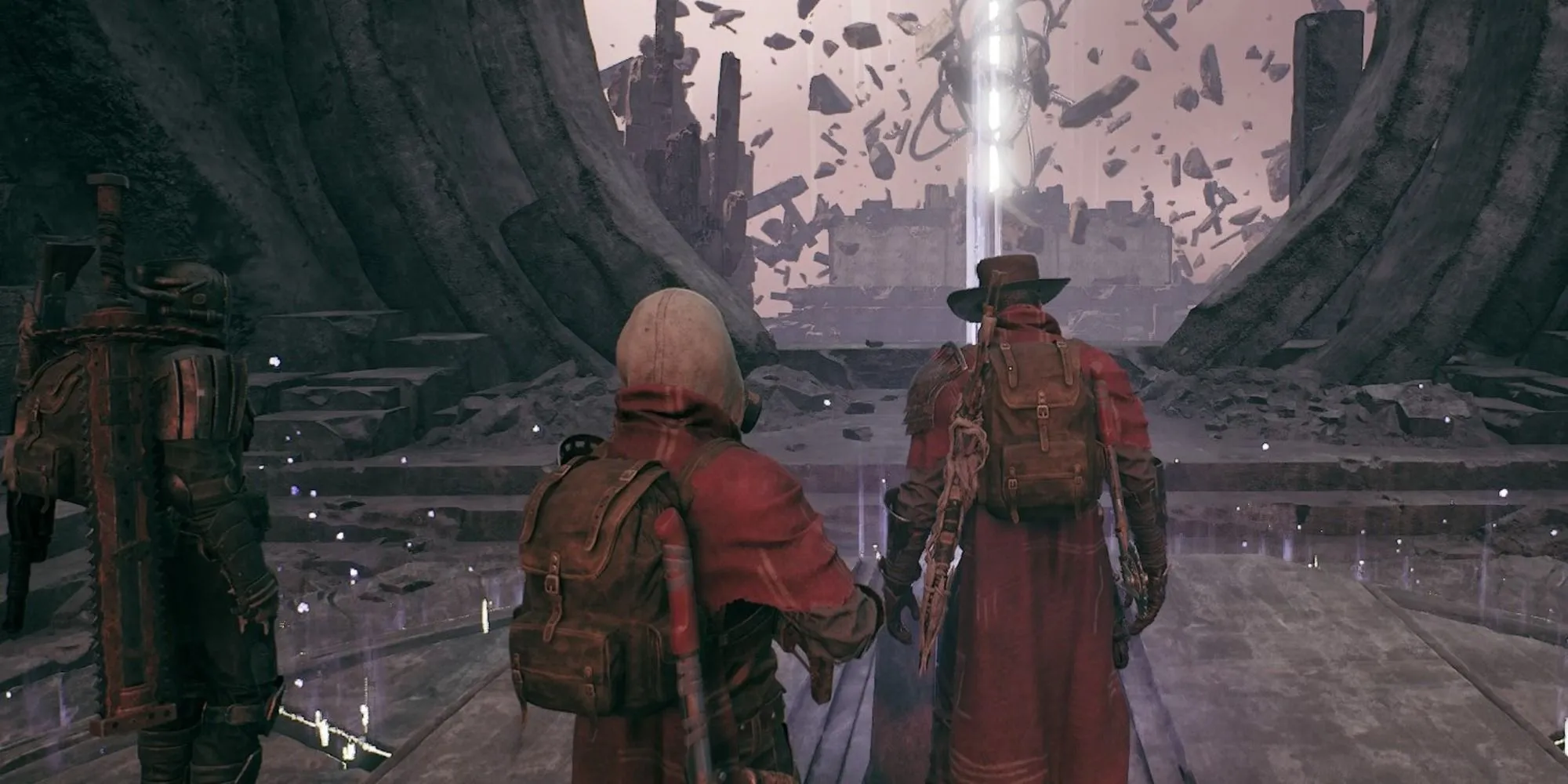 Top 10 Game Giống Bloodborne Cho Fan Thích Thử Thách U Ám 1 Nhân vật Remnant 2 di chuyển trên nền tảng trong một thế giới đổ nát gợi nhớ Bloodborne