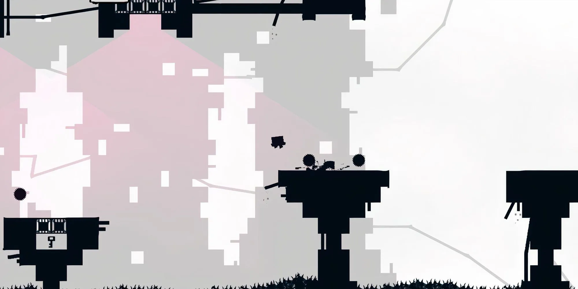 Nhân vật Super Meat Boy khéo léo di chuyển gần hai bánh răng cưa nguy hiểm