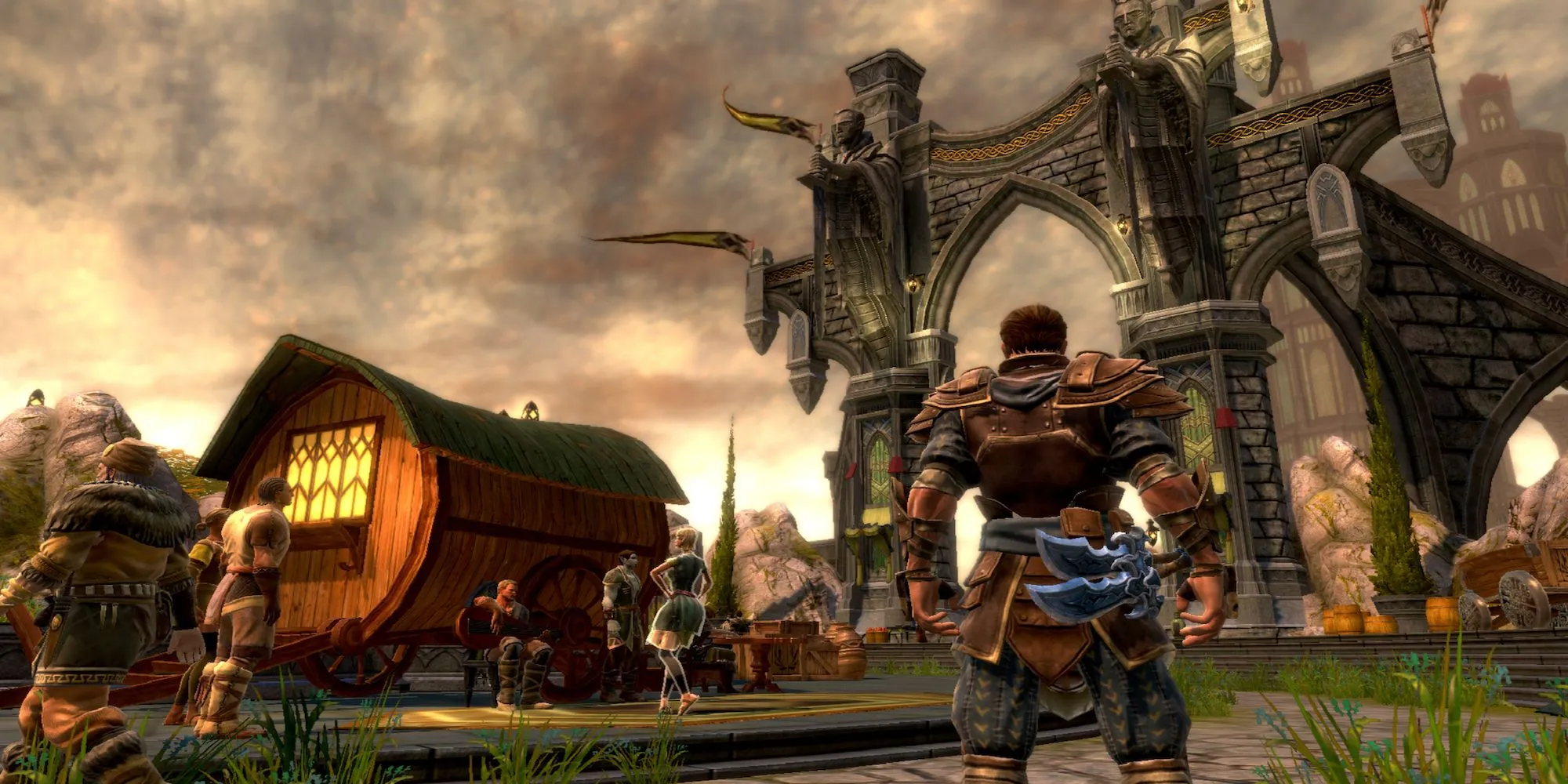 Nhân vật trong Kingdoms of Amalur Reckoning đang chiến đấu với kẻ thù bằng phép thuật mạnh mẽ