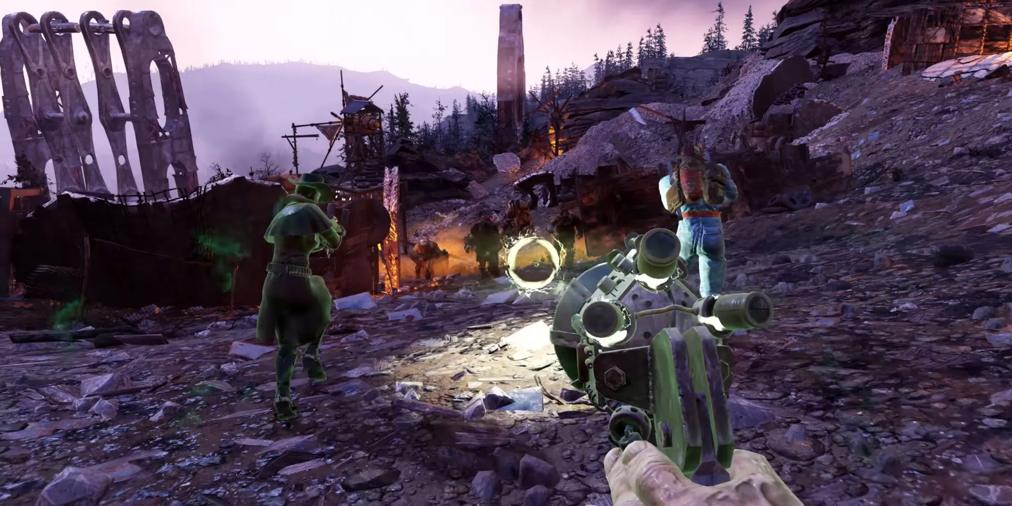 Nhóm người chơi Ghoul trong Fallout 76 tham gia chiến đấu với kẻ thù tại Appalachia