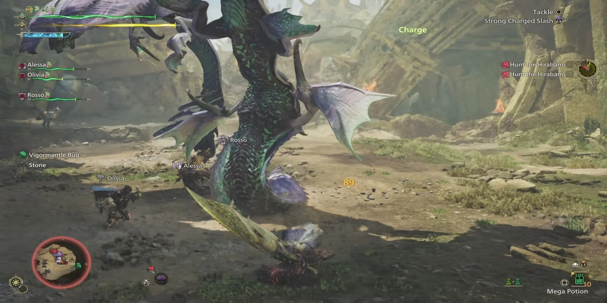 Nhóm thợ săn Monster Hunter Wilds phối hợp chiến đấu với quái vật lớn
