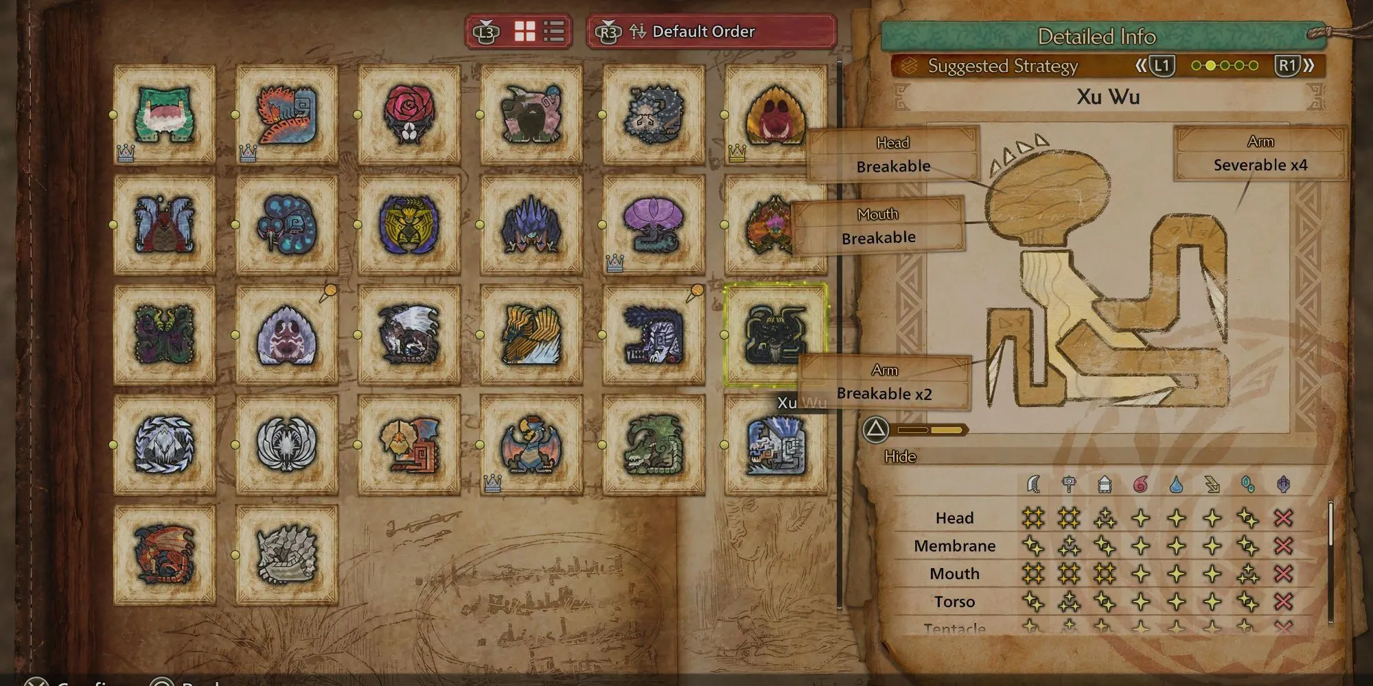 Phân tích điểm yếu của quái vật Xu Wu trong Monster Hunter Wilds bao gồm nguyên tố và bộ phận cơ thể.