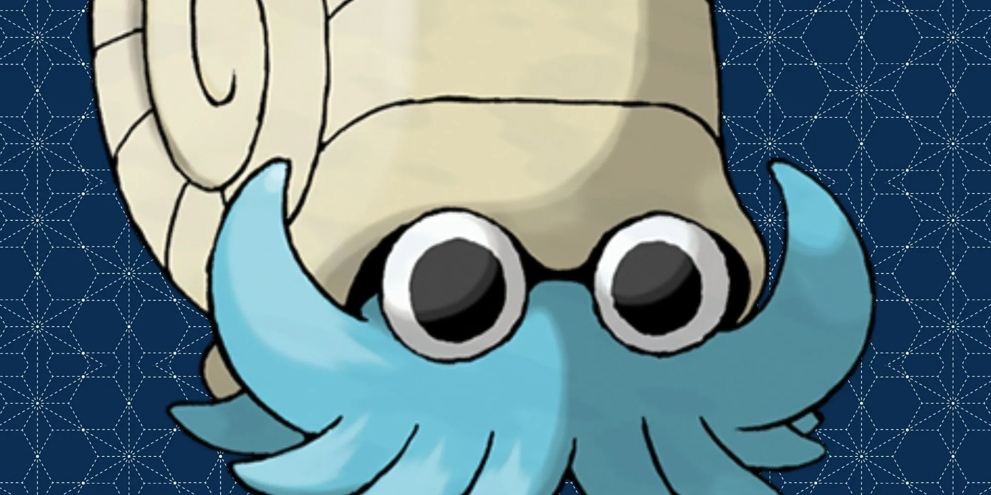 Pokémon Omanyte hóa thạch hình xoắn ốc với đôi mắt to