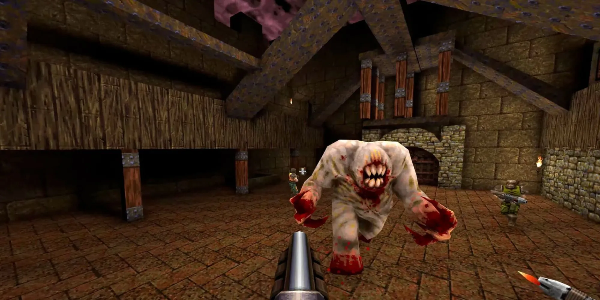 Quái vật Shambler đáng sợ trong Quake, tựa game FPS đột phá với engine 3D và lối chơi tốc độ cao.