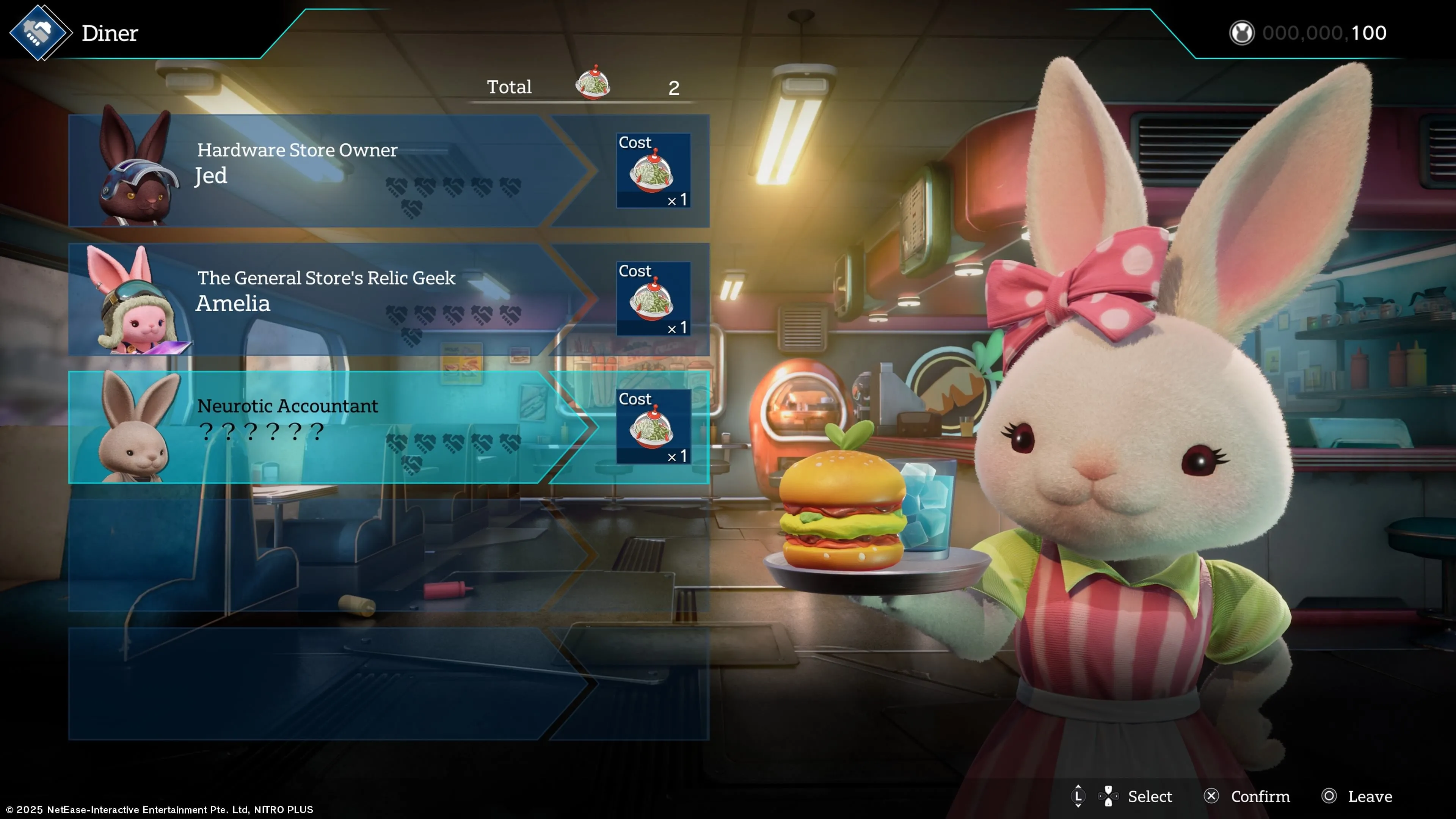 Quán ăn trong Rusty Rabbit, nơi người chơi có thể tương tác với các nhân vật khác