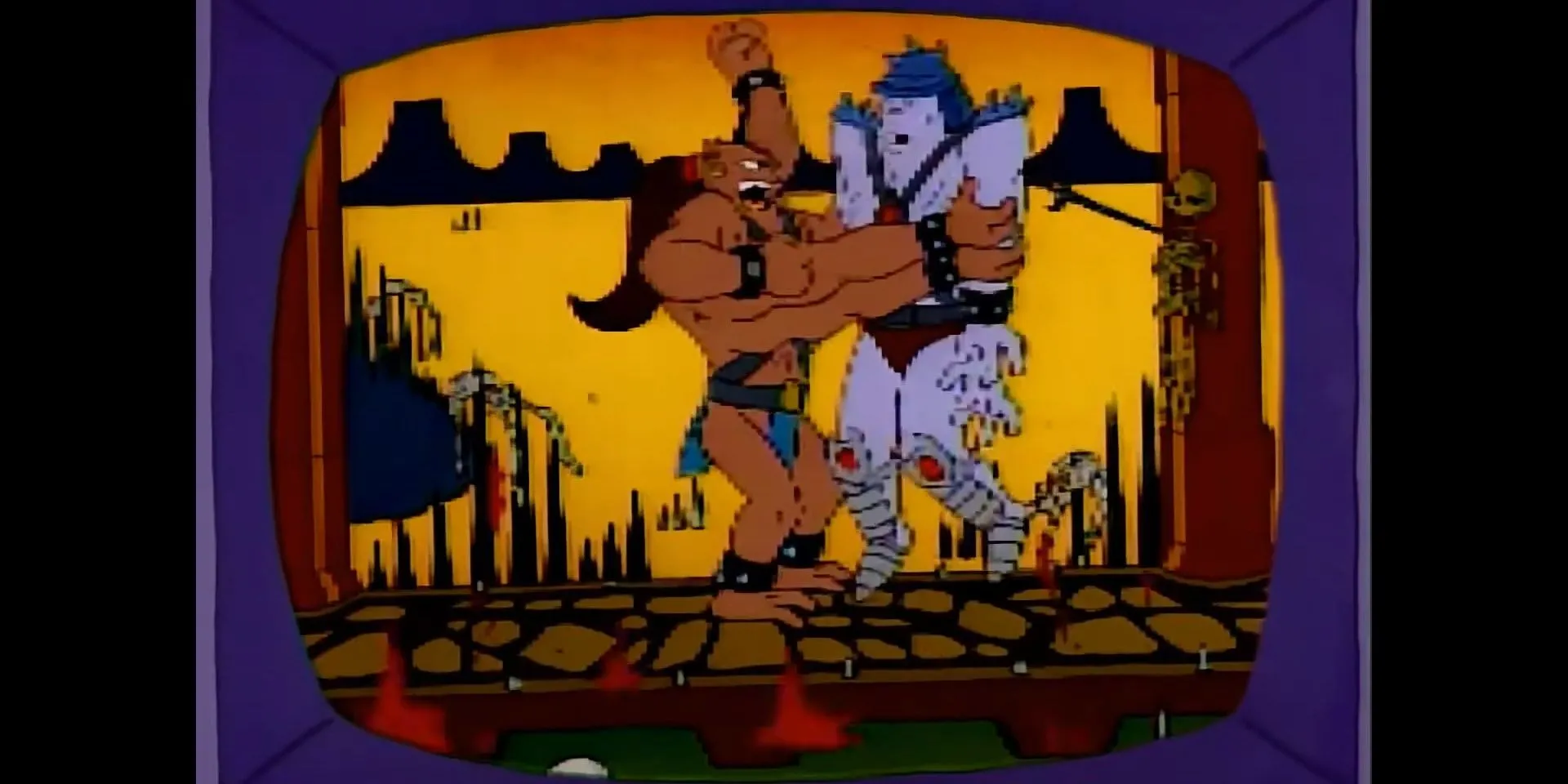 Quảng cáo game đối kháng Bonestorm trong phim hoạt hình The Simpsons