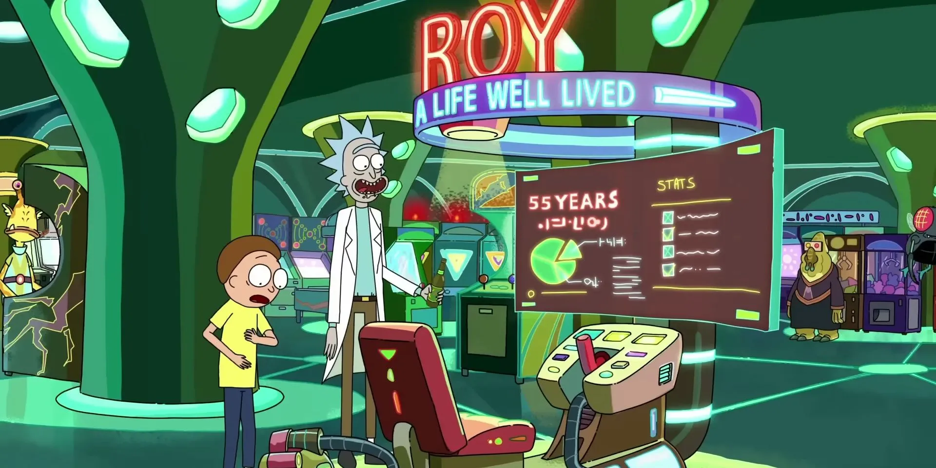 Rick và Morty khám phá máy game mô phỏng cuộc đời Roy: A Life Well Lived