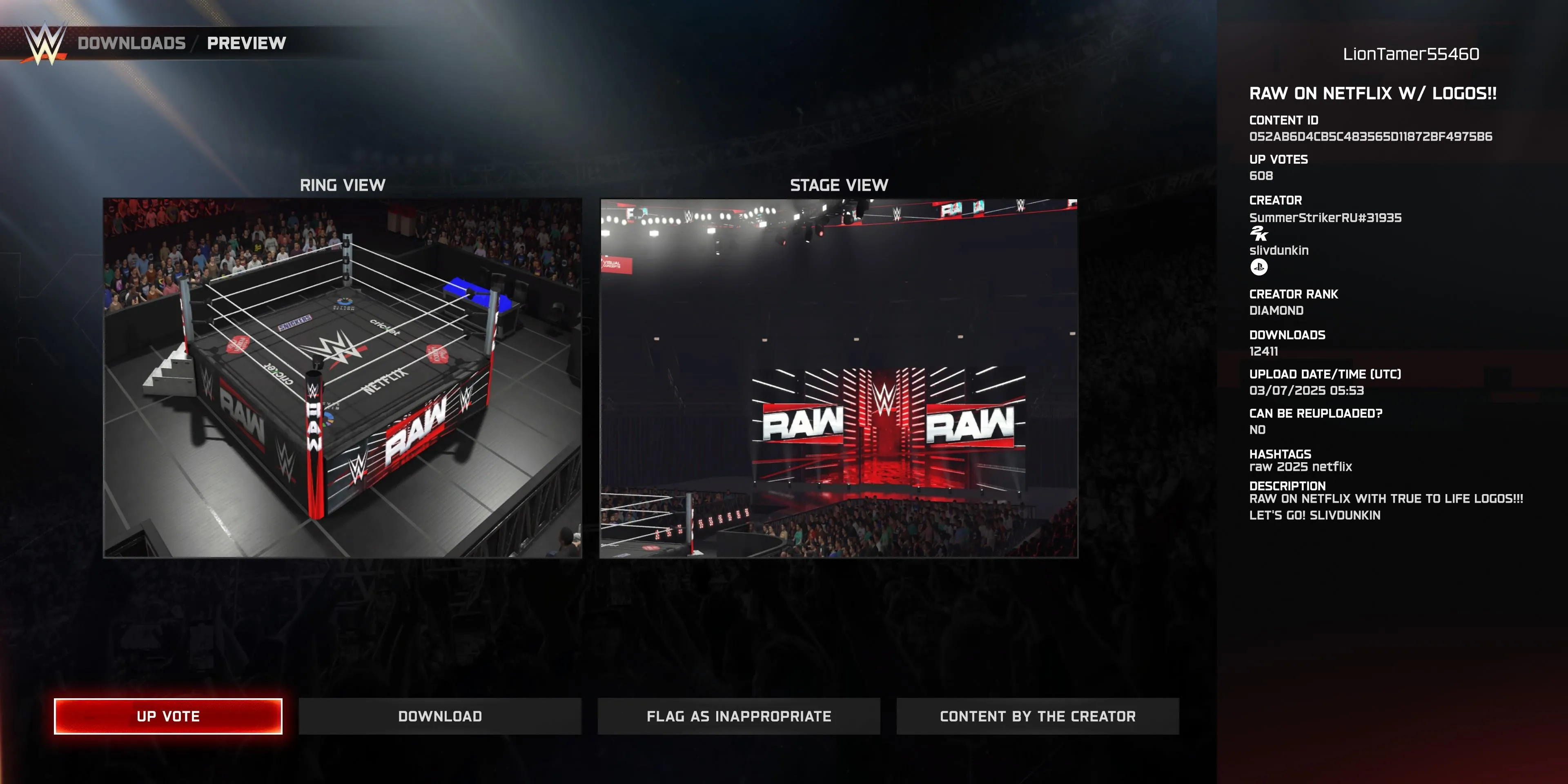 Sân đấu và võ đài Raw on Netflix trong WWE 2K25