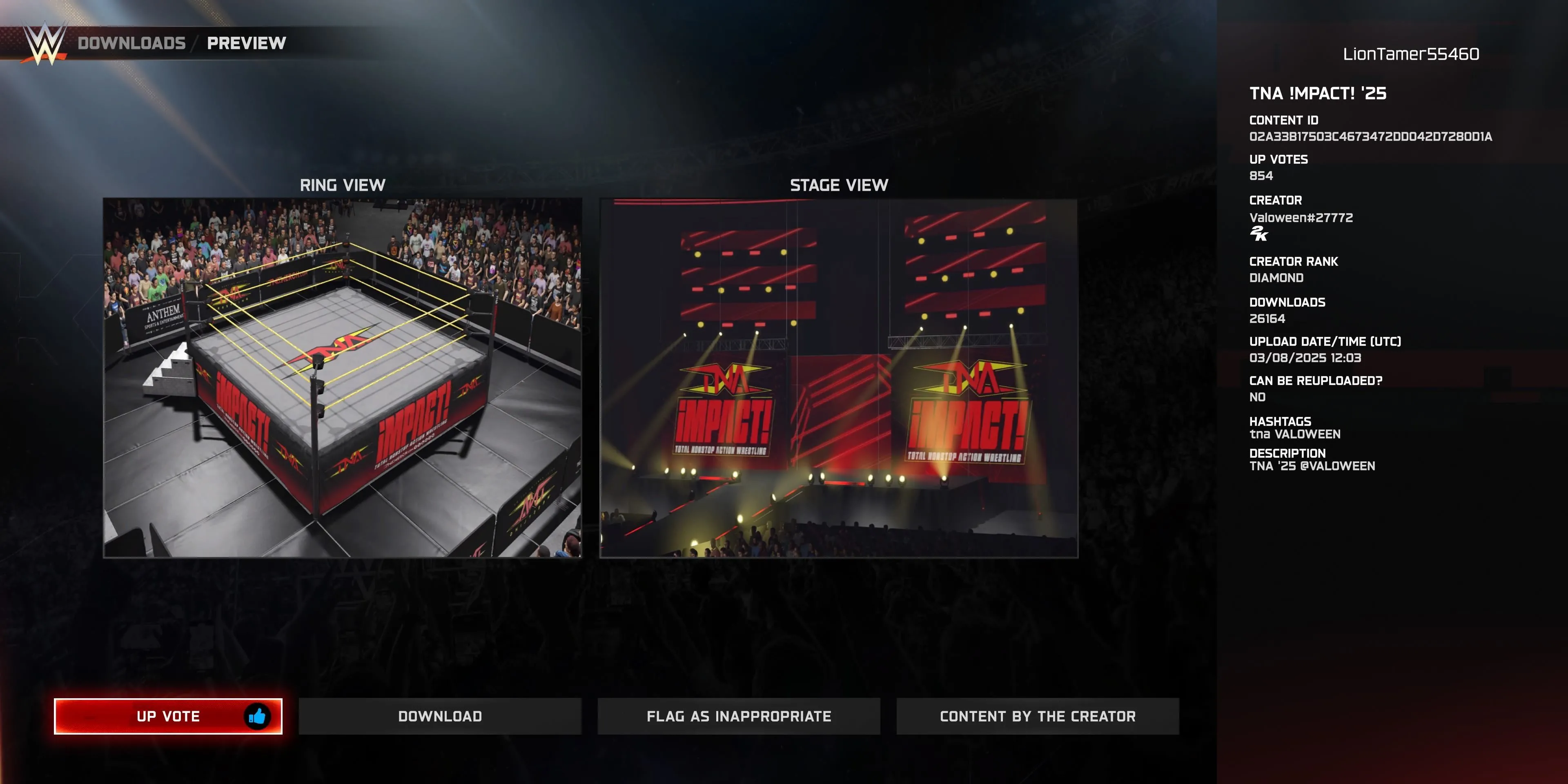 Sân đấu và võ đài tùy chỉnh TNA Impact trong WWE 2K25