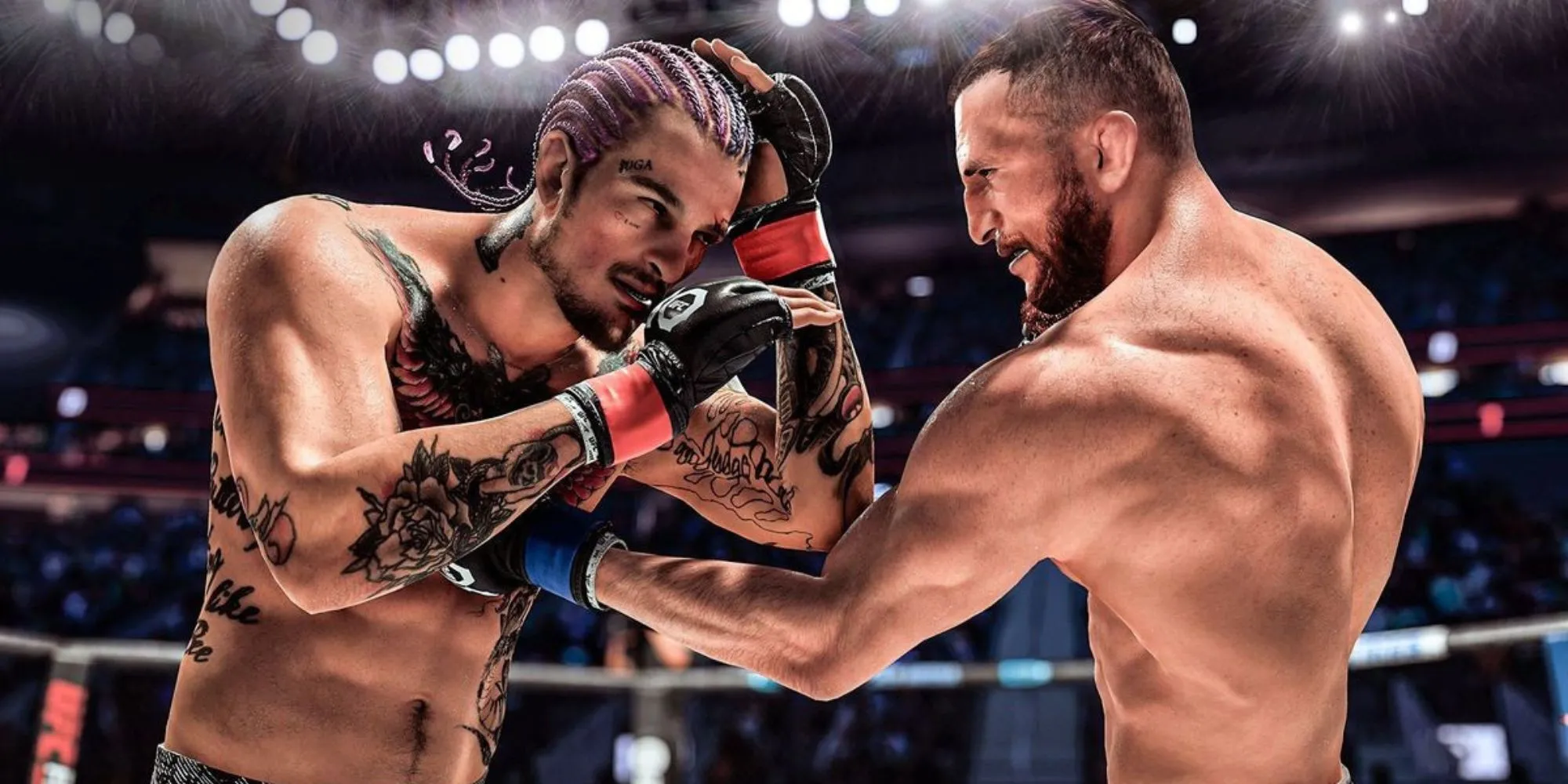 Sean O'Malley tung đòn gối bay trong game đối kháng UFC 5 trên PS5 Pro
