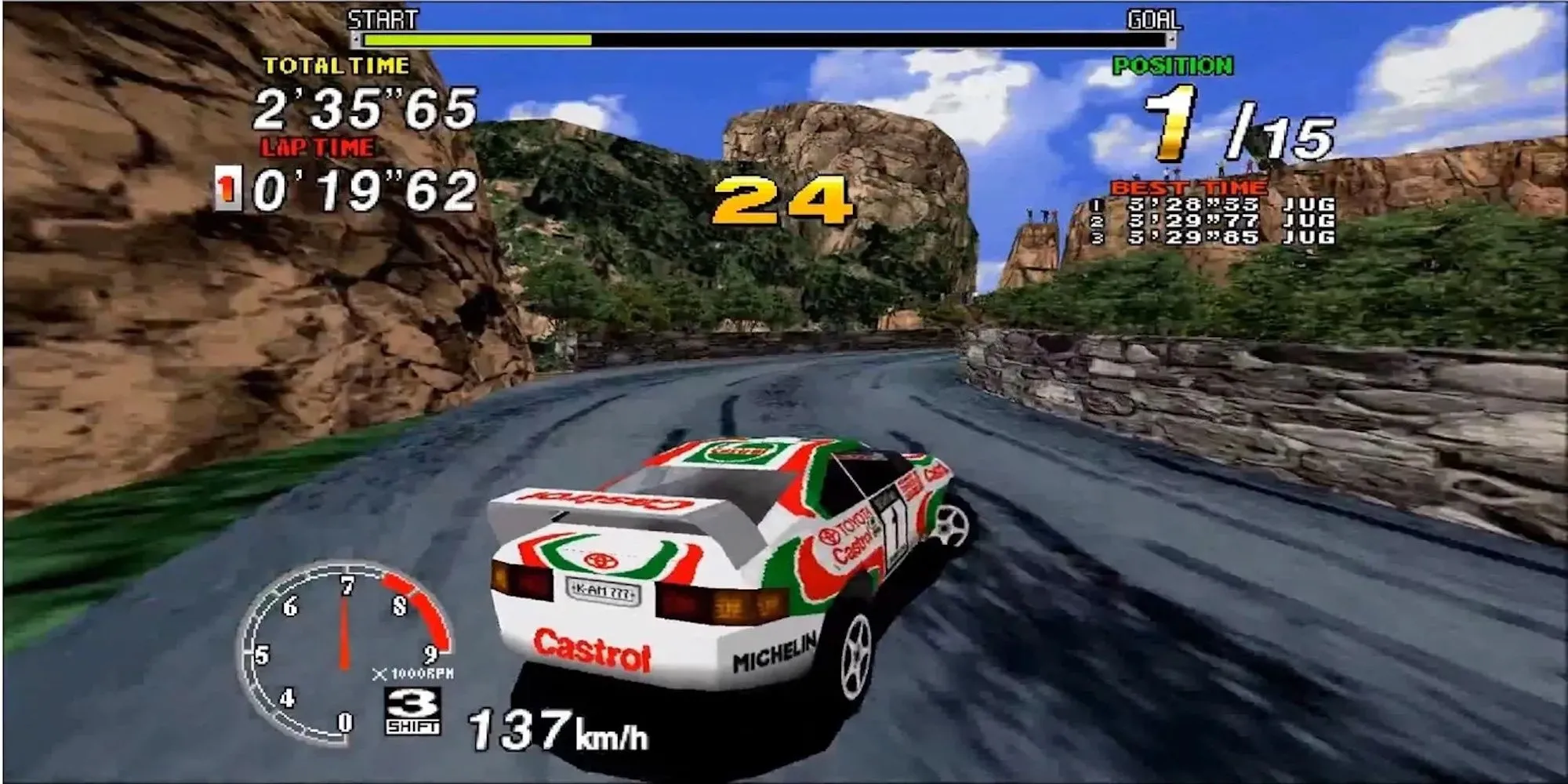 Sega Rally Championship - tựa game đua xe rally arcade kinh điển trên các hệ máy Sega với chiếc Lancia Delta