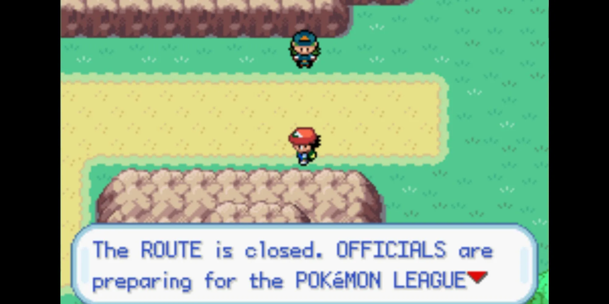 Sĩ quan Jenny chặn đường Ash ở Route 4, có thể liên quan đến lỗi New Island trong Pokémon Ash Gray