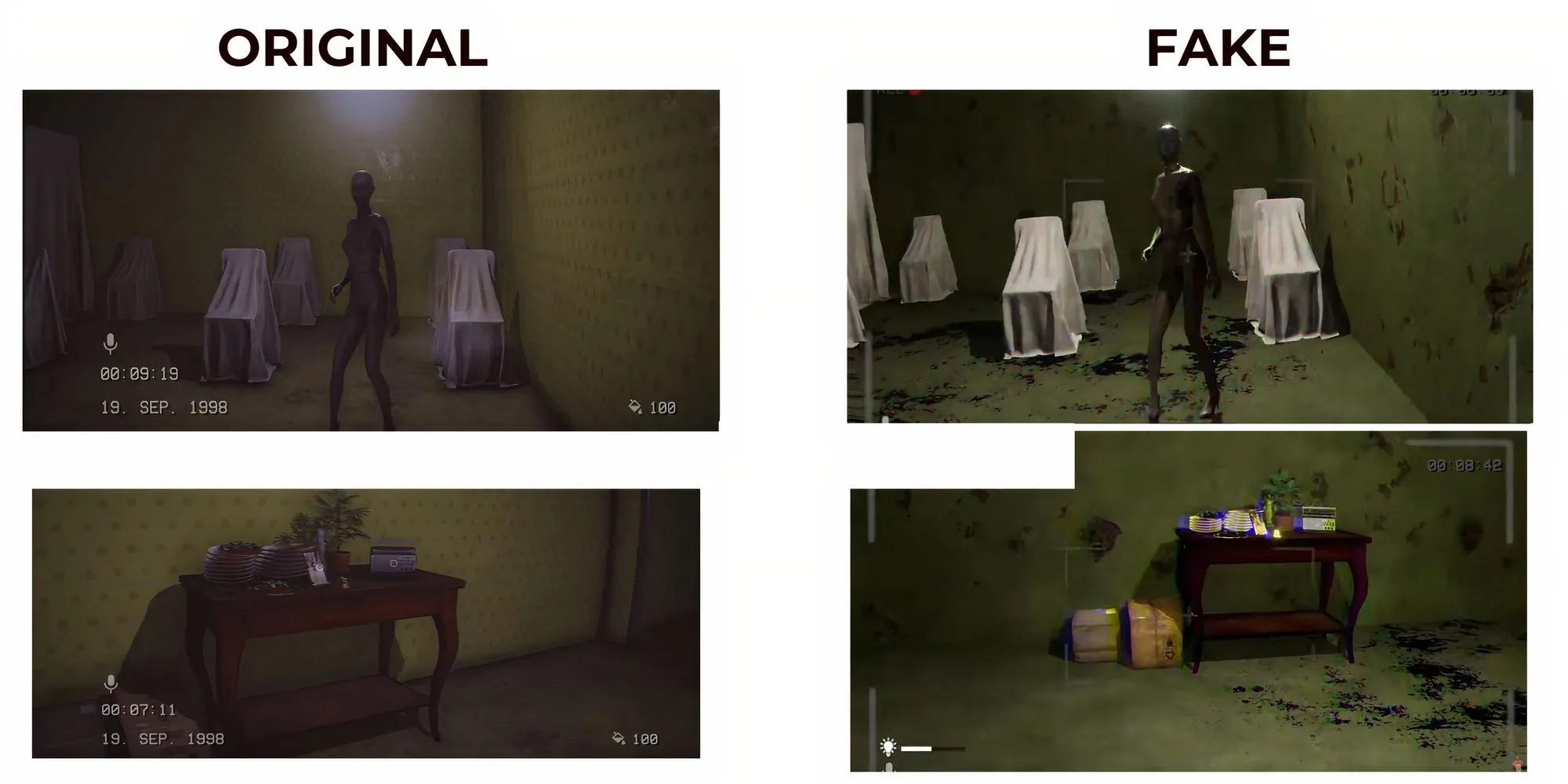 So sánh chi tiết giữa The Backrooms 1998 gốc và bản sao lừa đảo Backrooms Horror Escape trên Nintendo eShop
