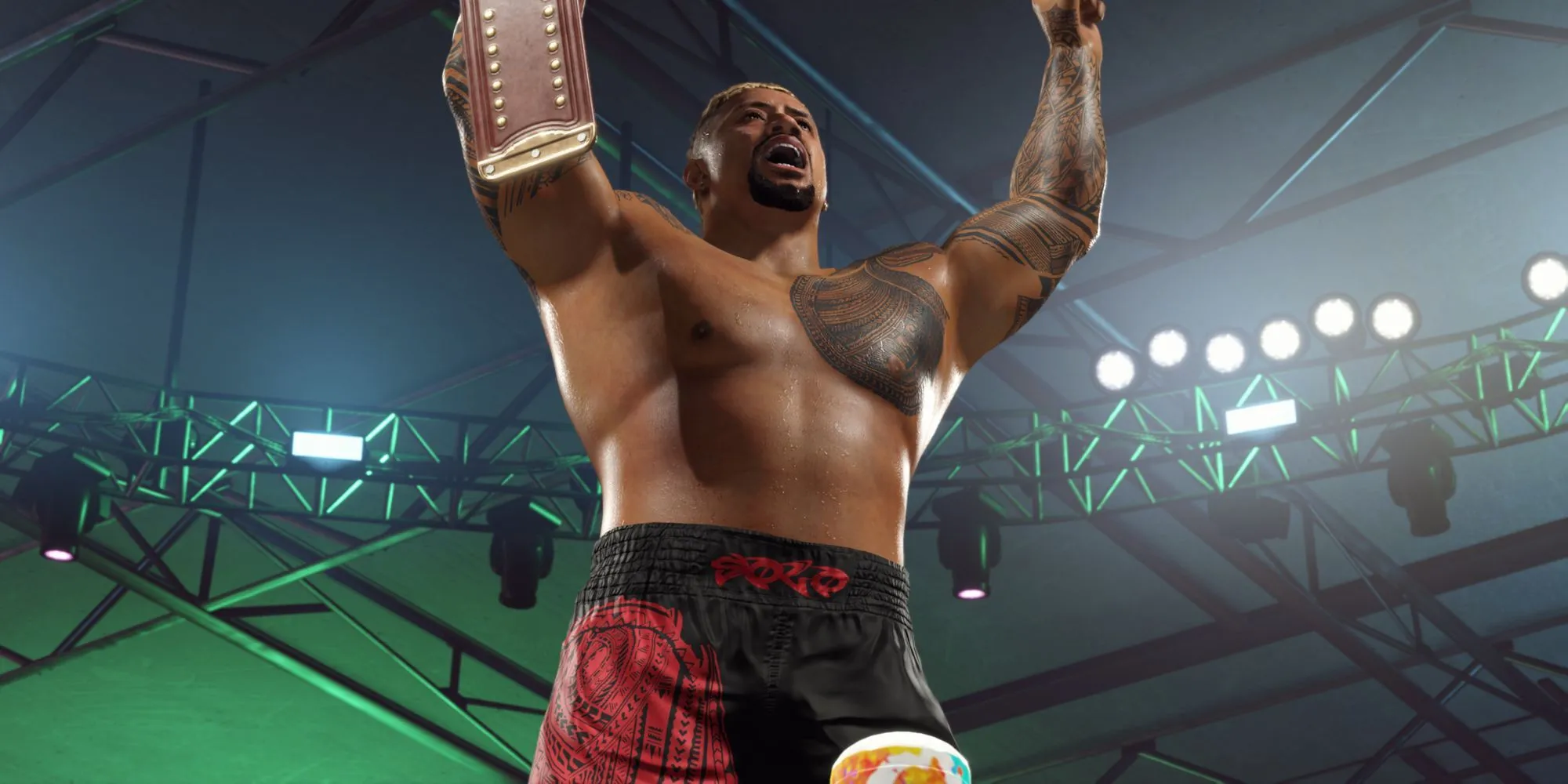 Solo Sikoa, thành viên The Bloodline, thể hiện sức mạnh trong WWE 2K25